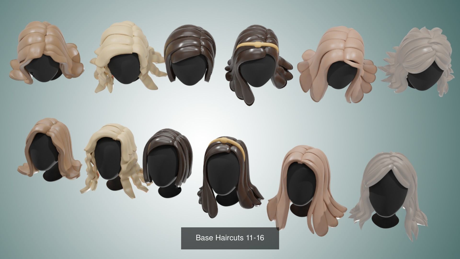 150 Base Stylized Hair 3D Model Collection_39