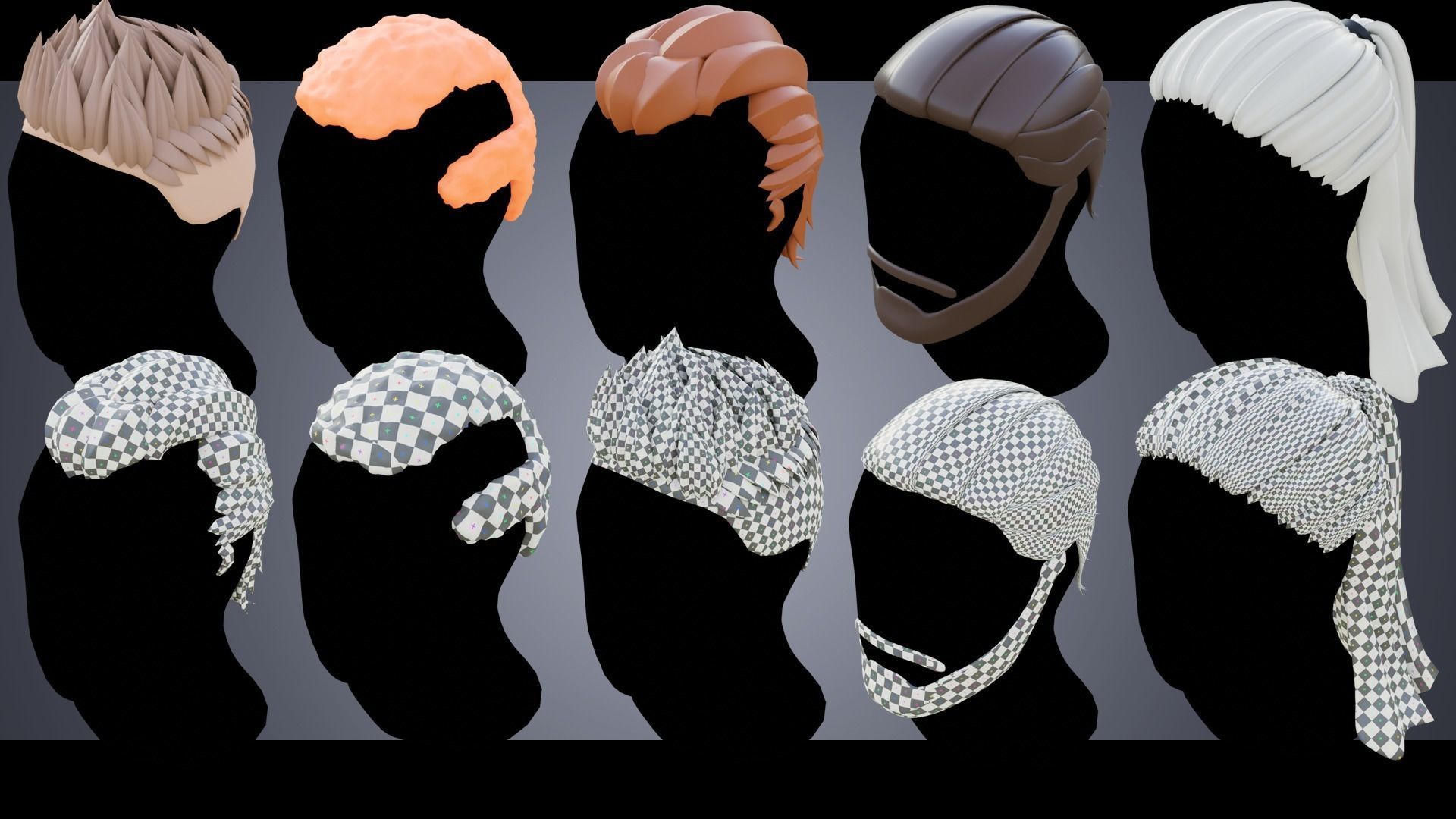 150 Base Stylized Hair 3D Model Collection_16