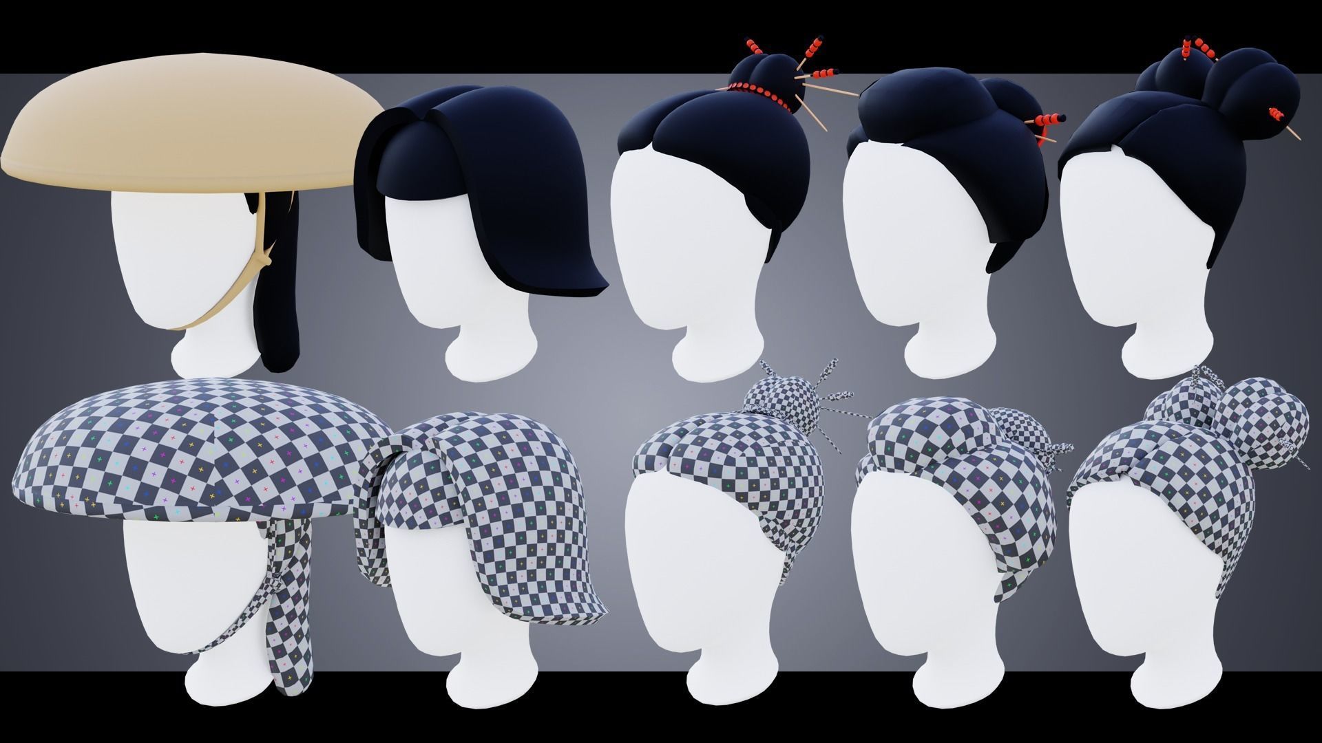 150 Base Stylized Haircuts 3D Model Collection_11