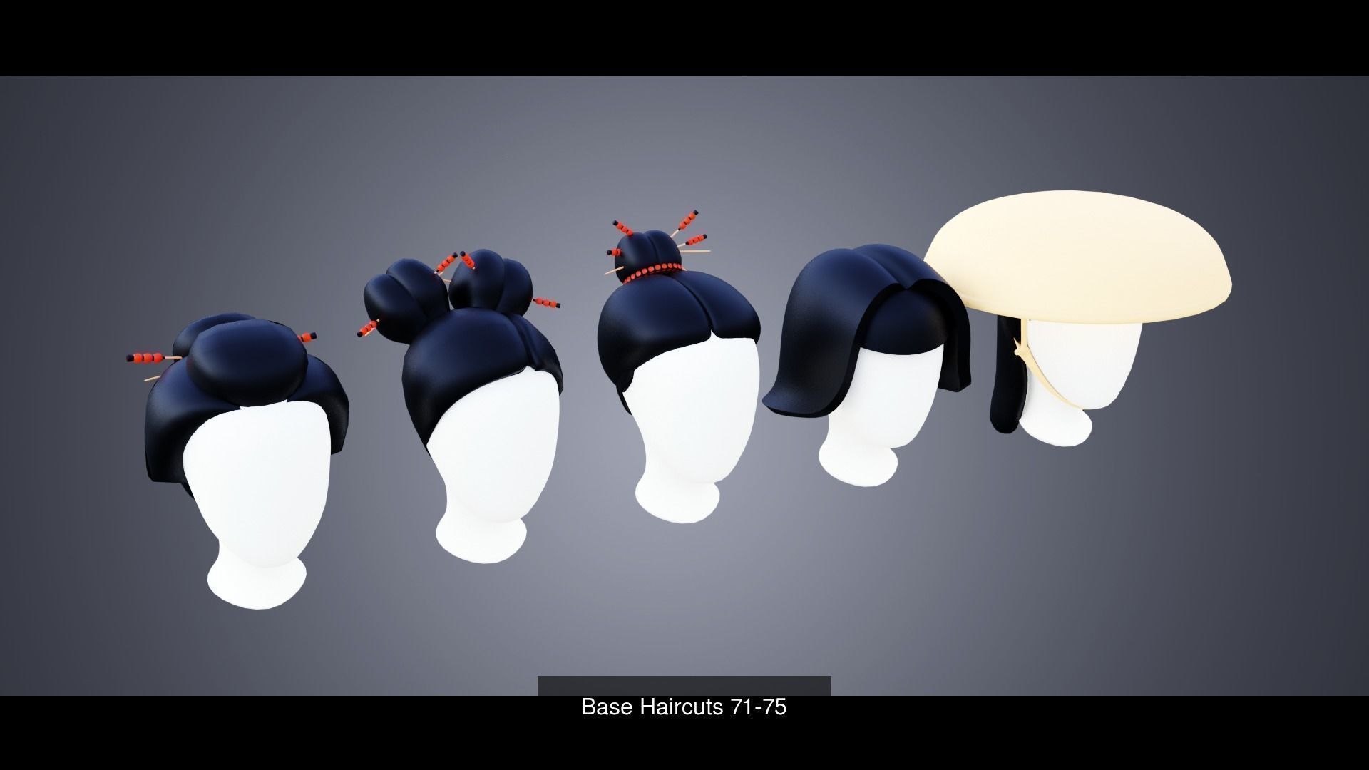 150 Base Stylized Hair 3D Model Collection_27