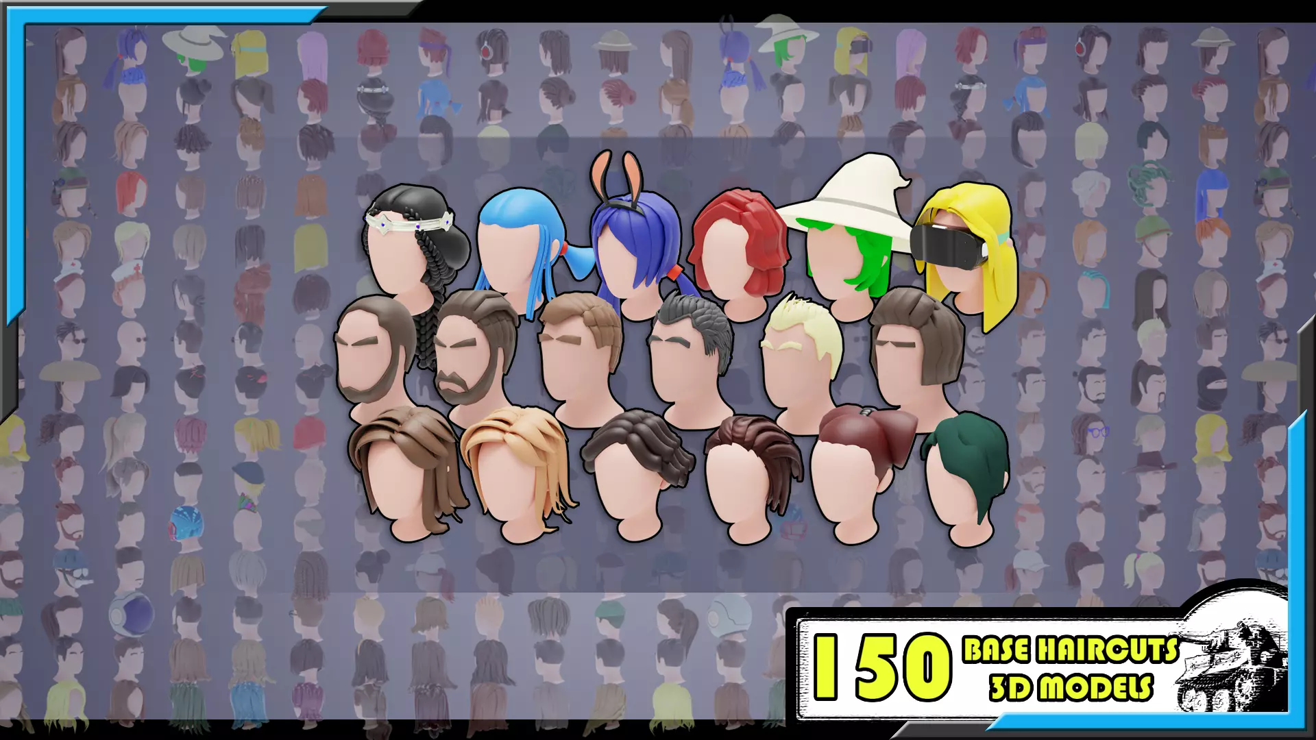 150 Base Stylized Haircuts 3D Model Collection_0