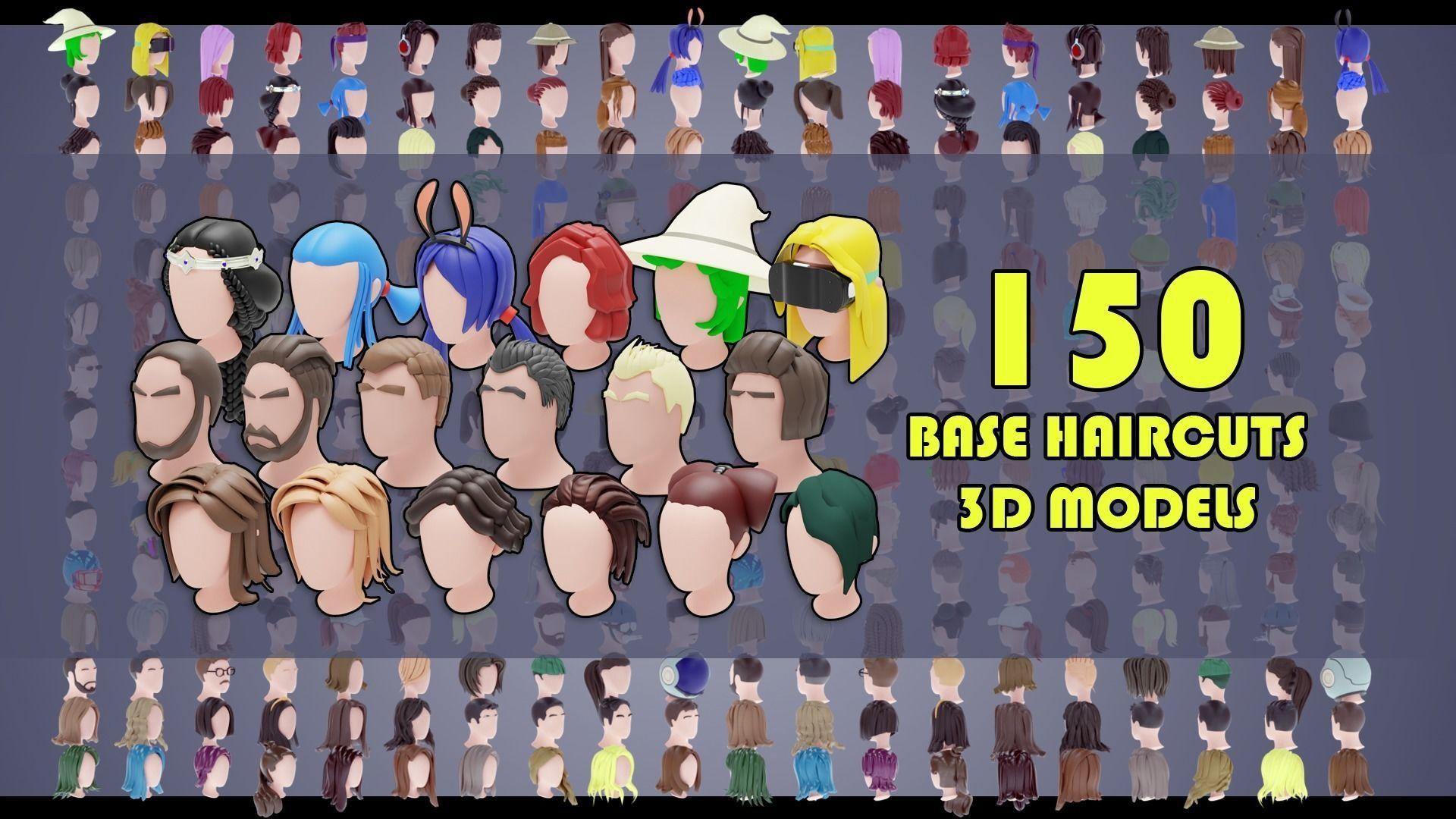 150 Base Stylized Haircuts 3D Model Collection_1