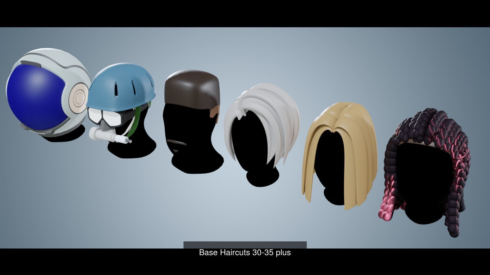 150 Base Stylized Hair 3D Model Collection_35