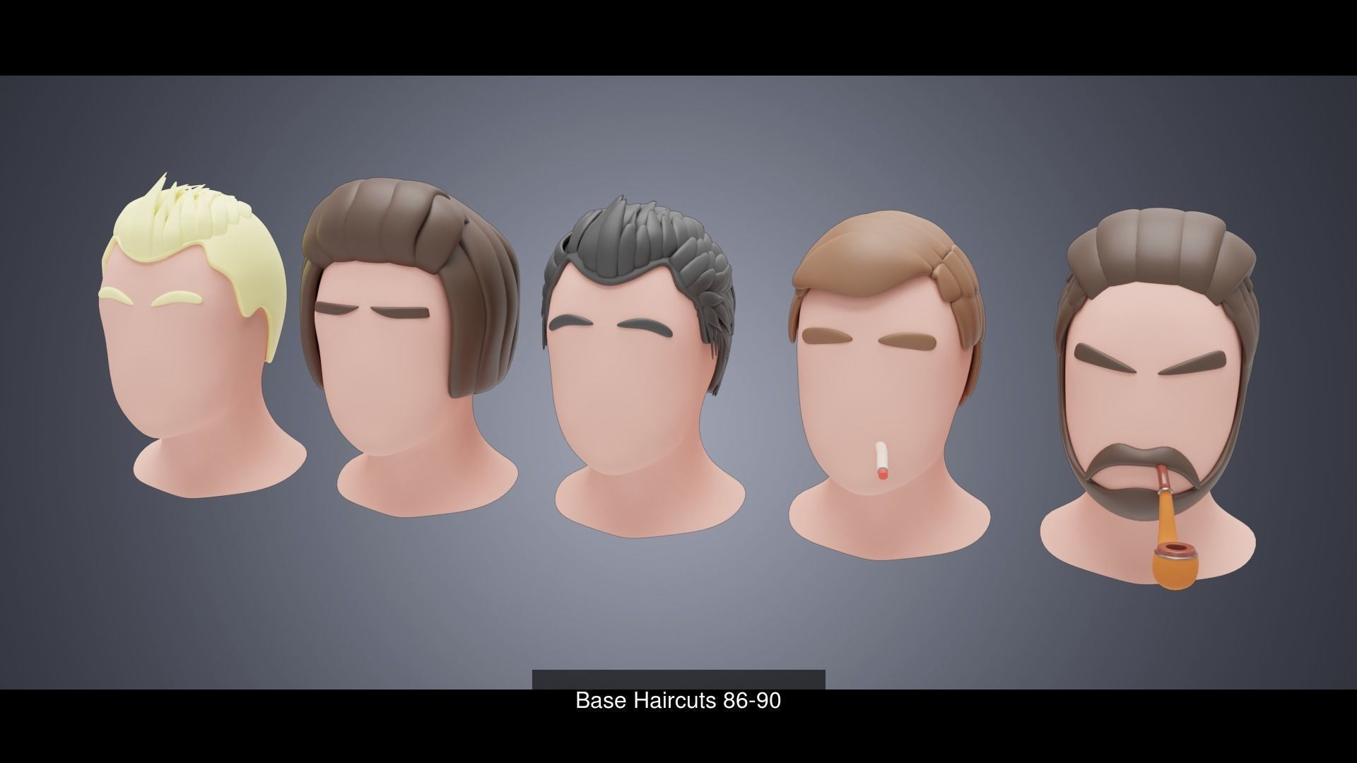 150 Base Stylized Hair 3D Model Collection_24