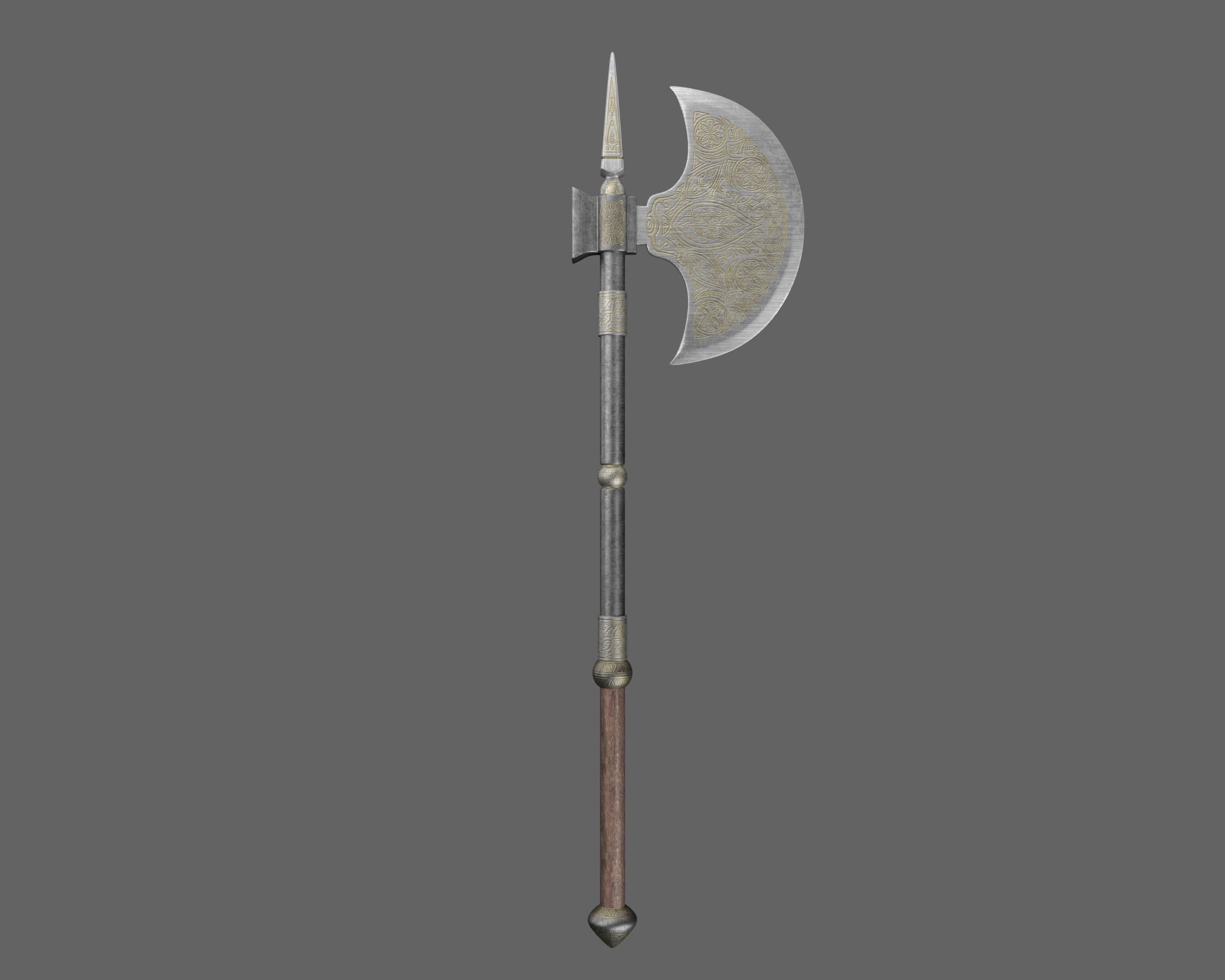 Ancient Indo Persian Tabar Low-poly 3D model_5