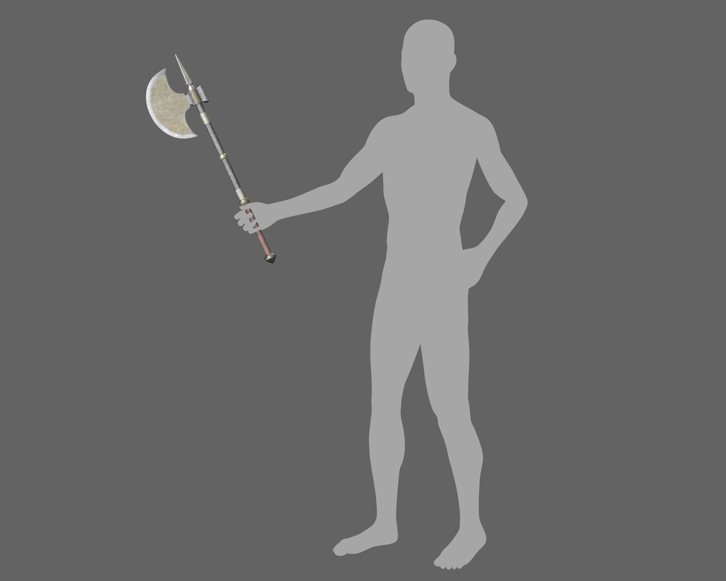 Ancient Indo Persian Tabar Low-poly 3D model_17