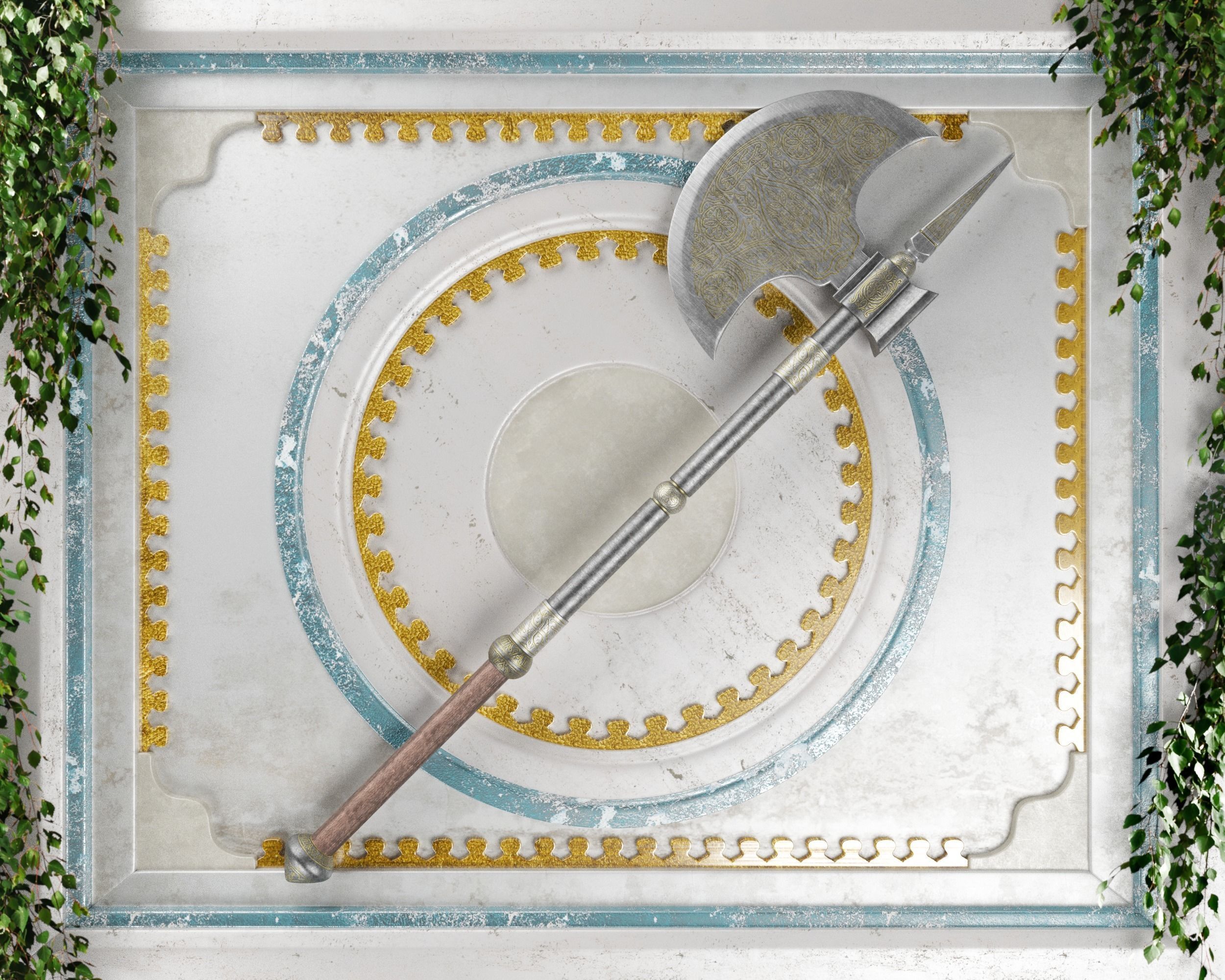 Ancient Indo Persian Tabar Low-poly 3D model_18