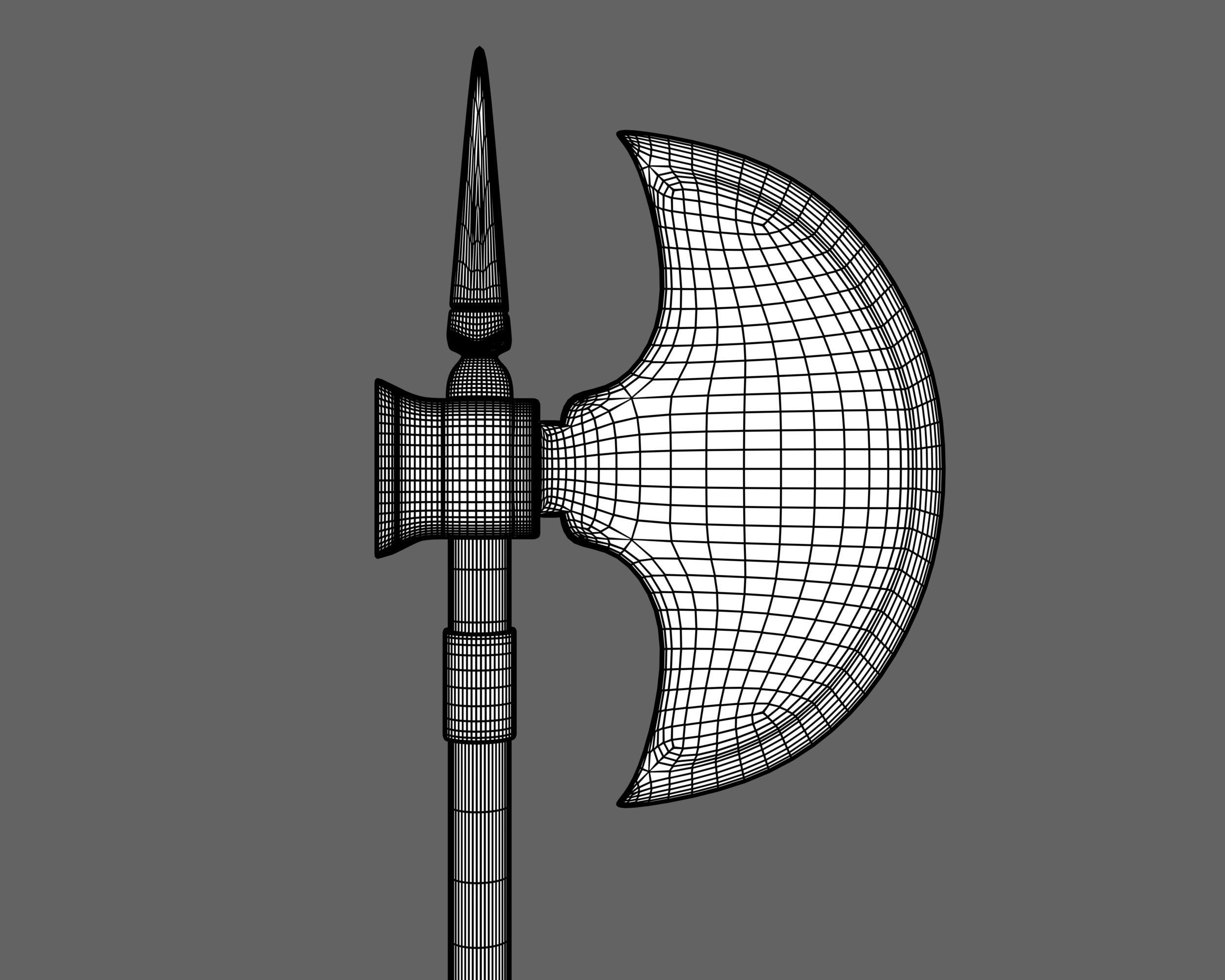 Ancient Indo Persian Tabar Low-poly 3D model_10