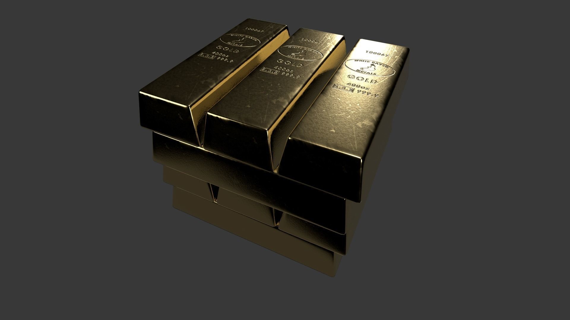 Precious Metal Bullion Set Low-poly 3D model_11