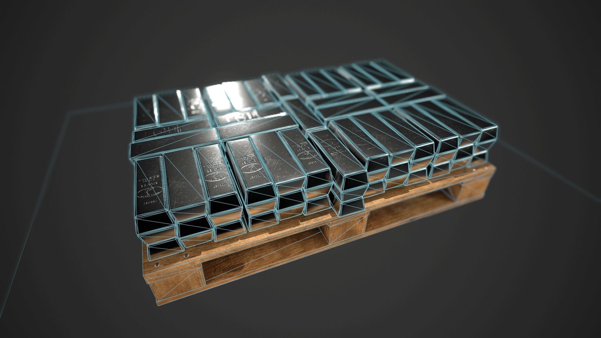 Precious Metal Bullion Set Low-poly 3D model_10