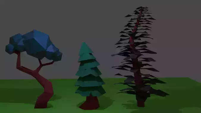Low Poly Trees three in style