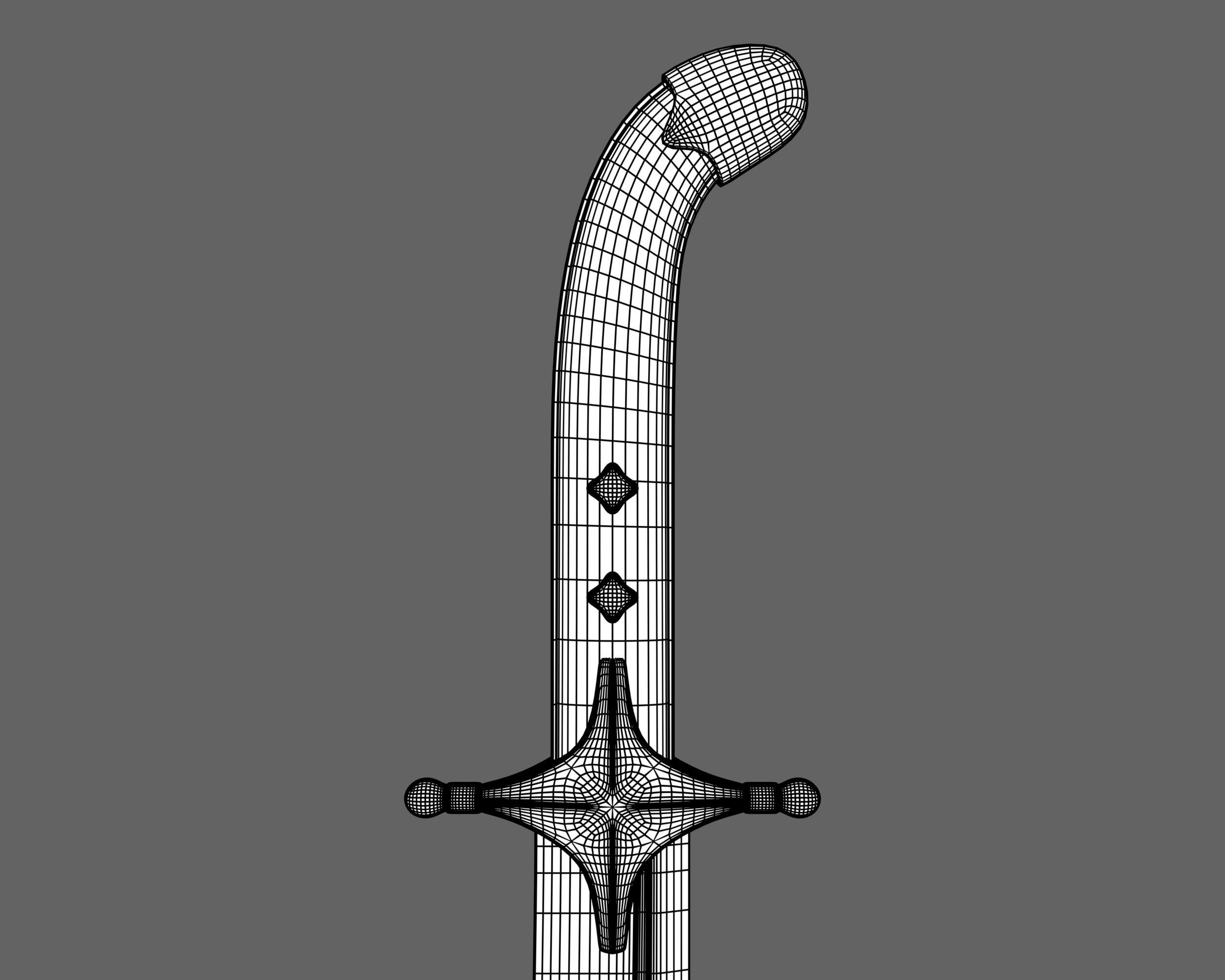 Ancient Indo Persian Scimitar Low-poly 3D model_13