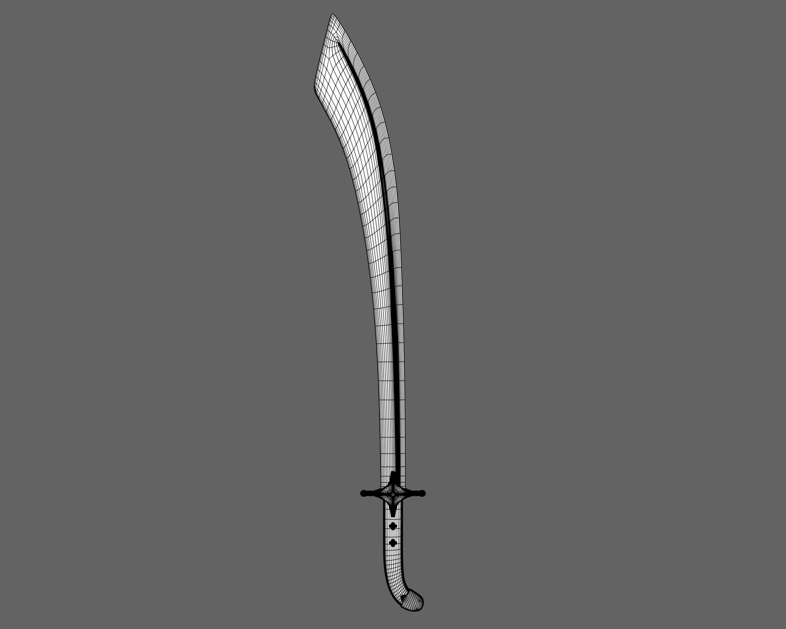 Ancient Indo Persian Scimitar Low-poly 3D model_7