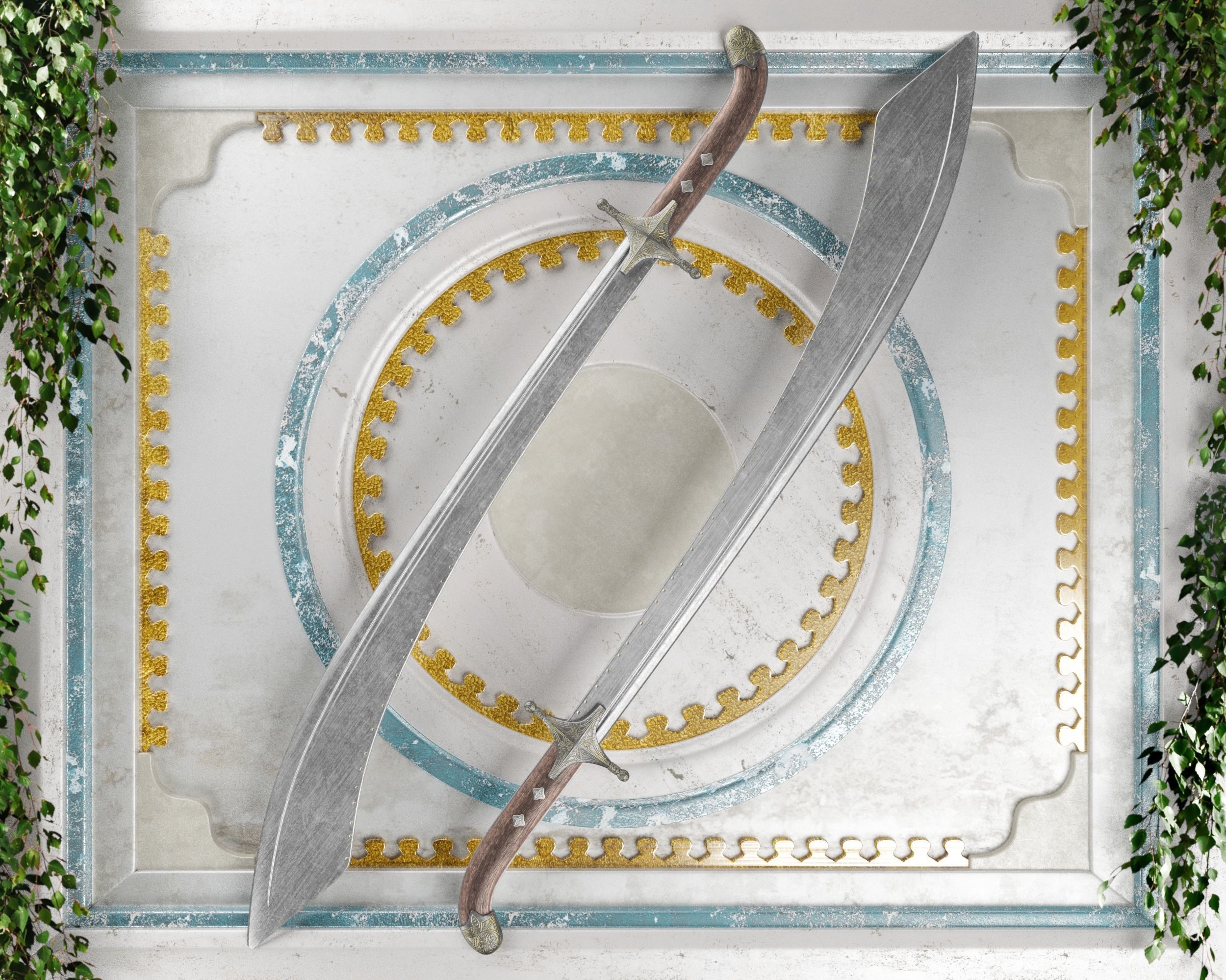 Ancient Indo Persian Scimitar Low-poly 3D model_18