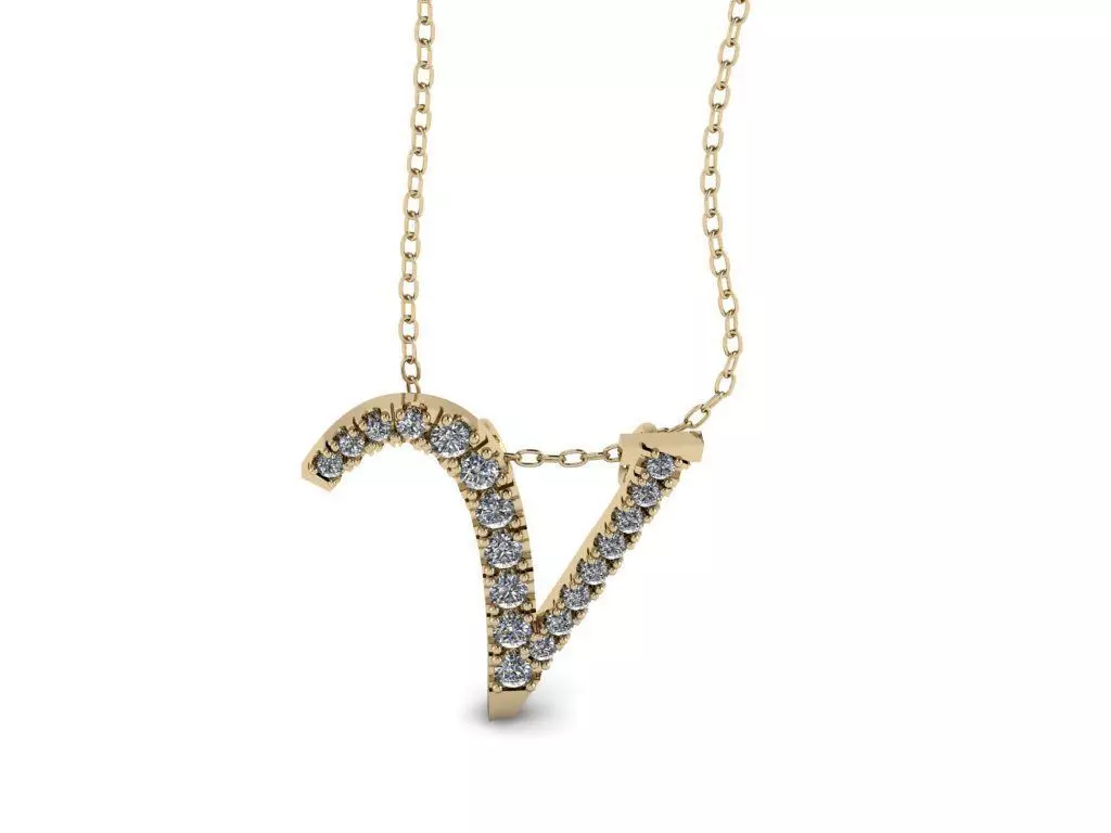 Pendant Alphabet Letter V 3D print model_0