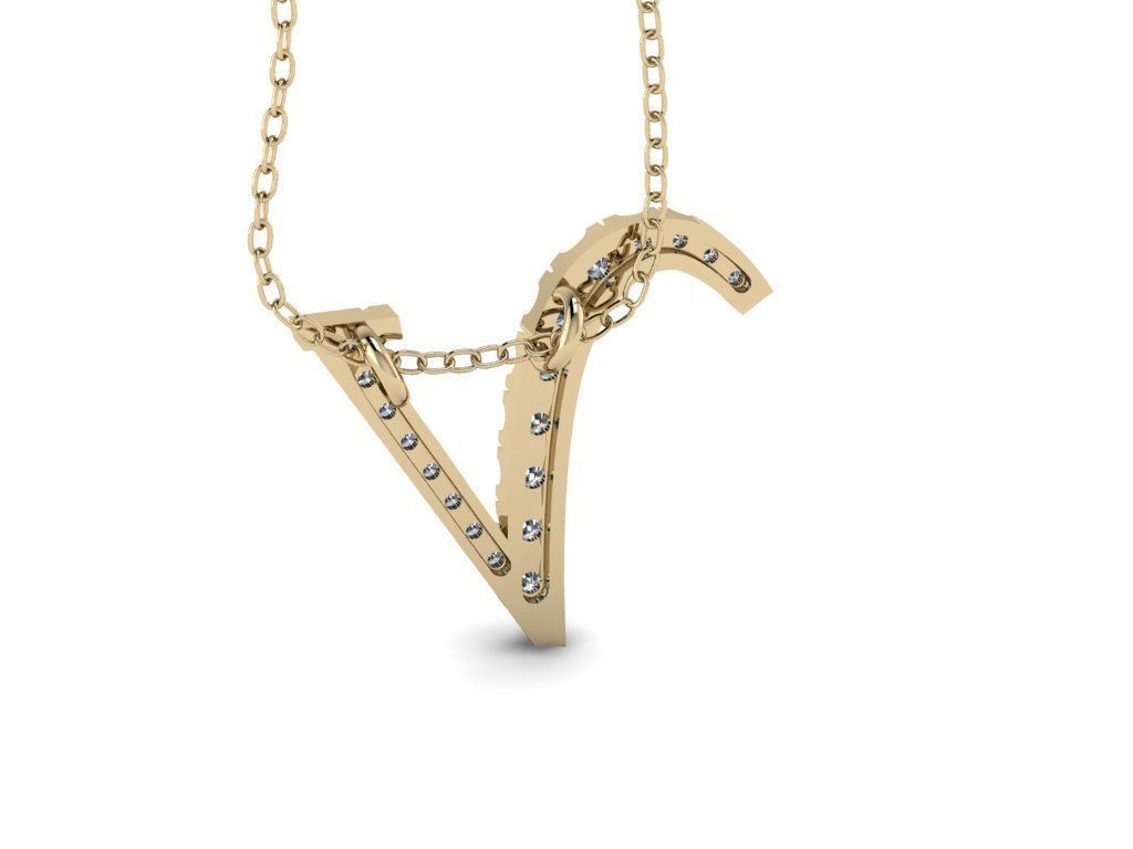 Pendant Alphabet Letter V 3D print model_20