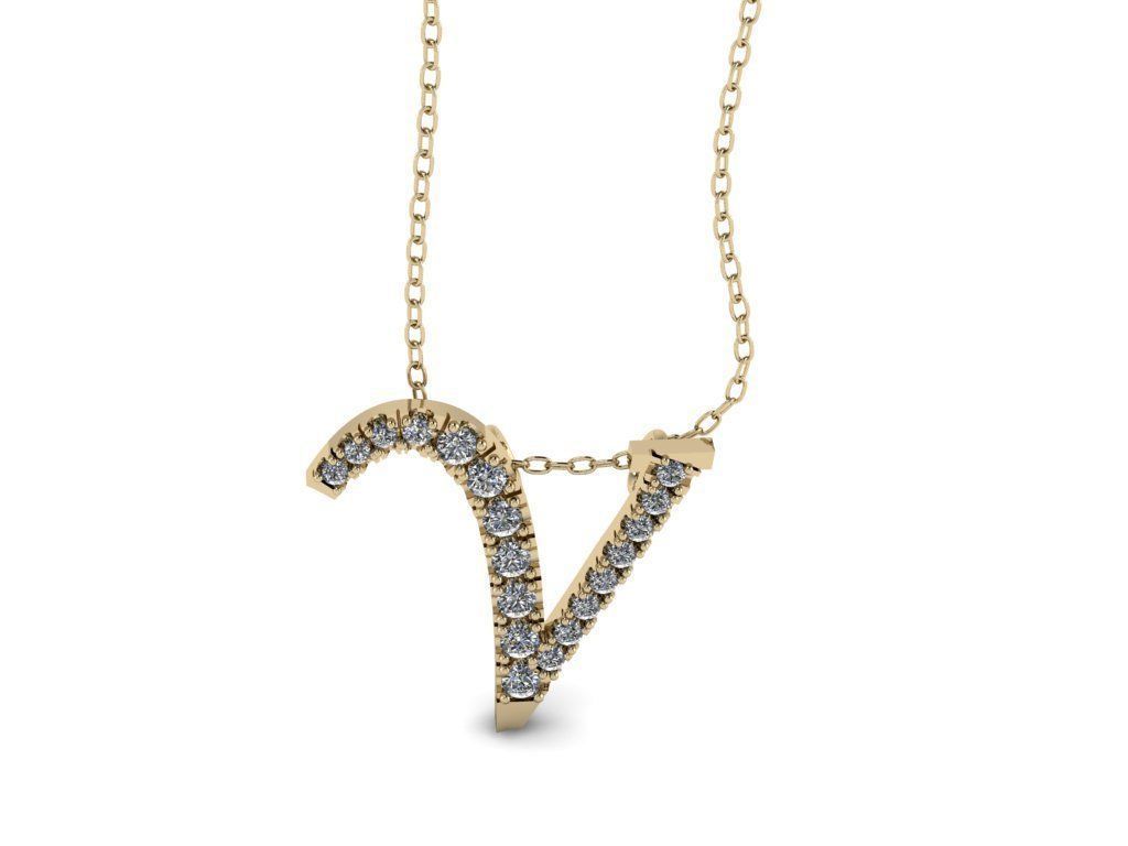 Pendant Alphabet Letter V 3D print model_10