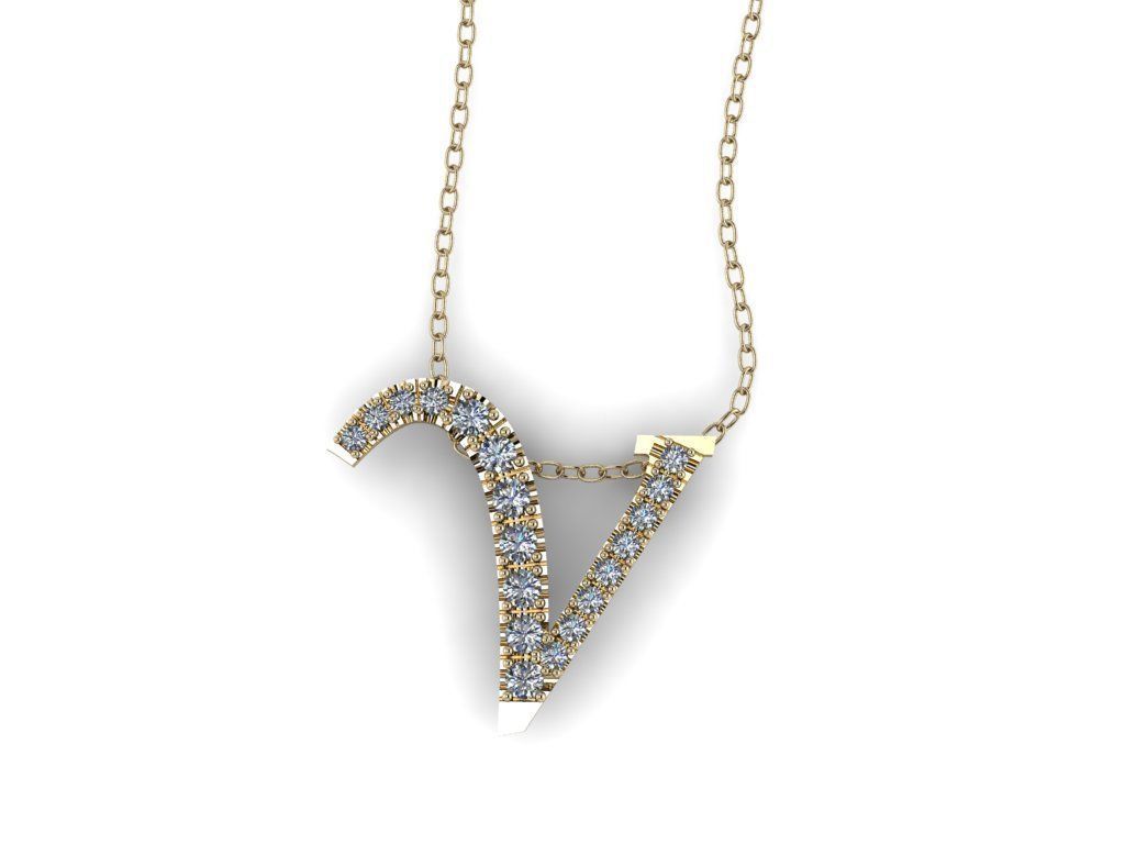 Pendant Alphabet Letter V 3D print model_14