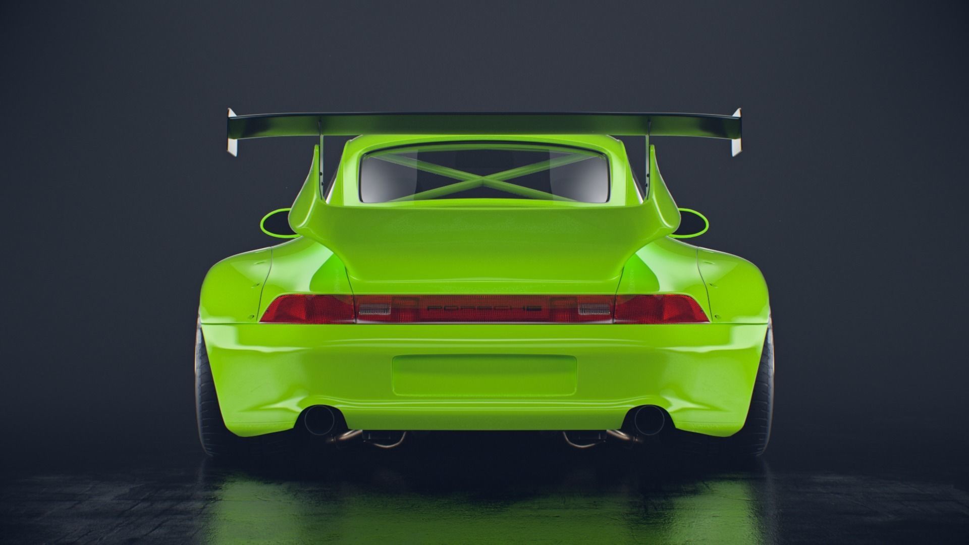 Porsche 993 RWB exposed twin turbo 3D model_6