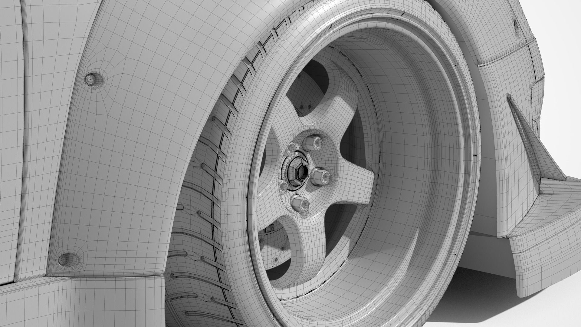 Porsche 993 RWB exposed twin turbo 3D model_21