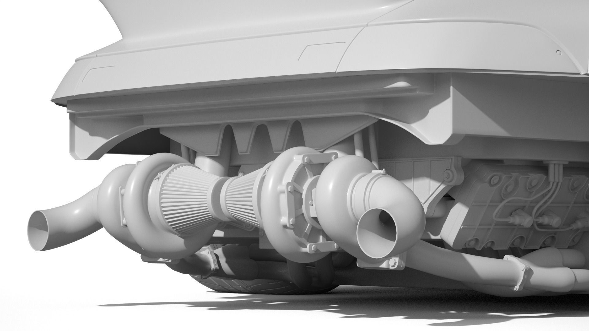 Porsche 993 RWB exposed twin turbo 3D model_18