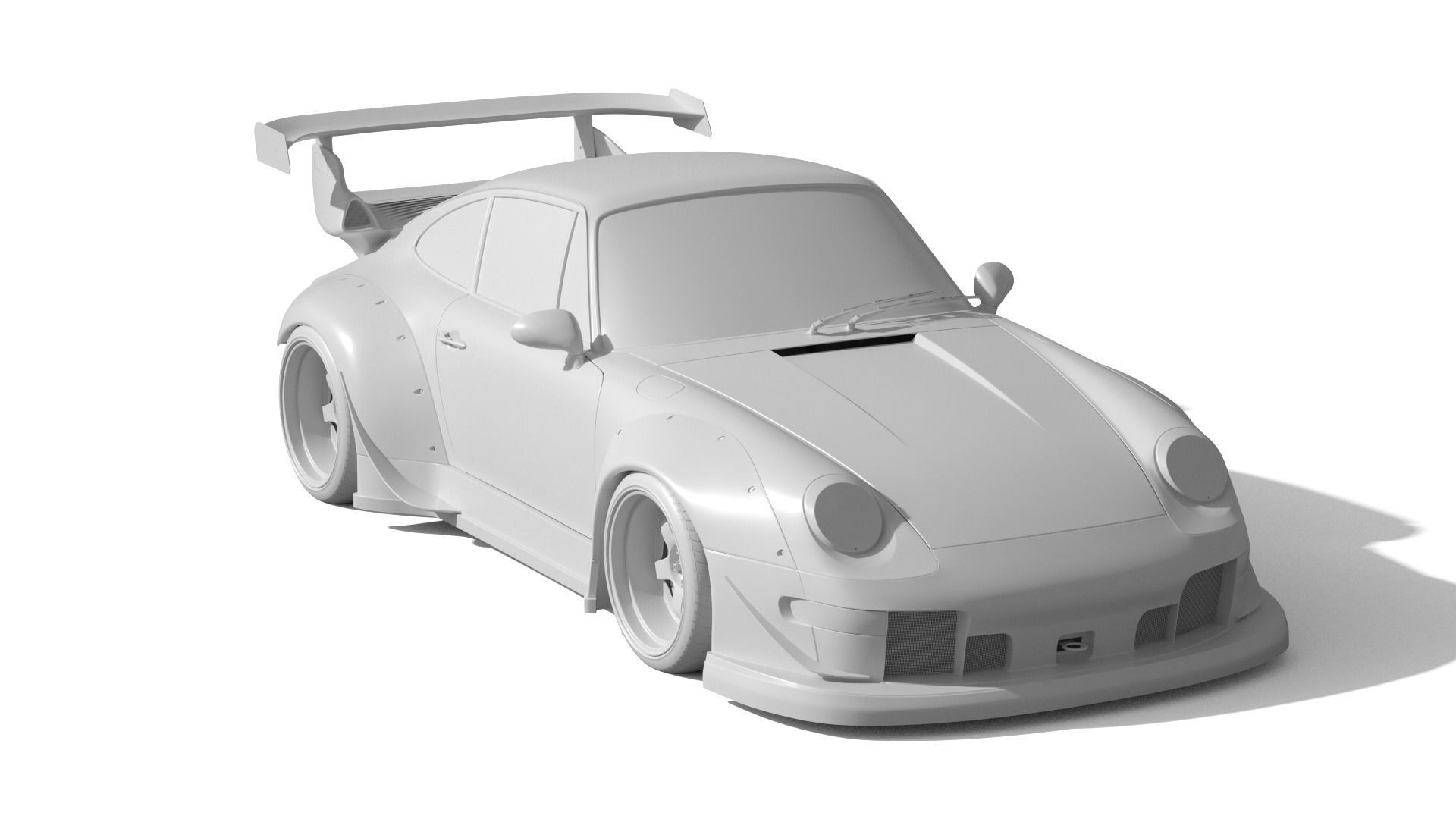 Porsche 993 RWB exposed twin turbo 3D model_8