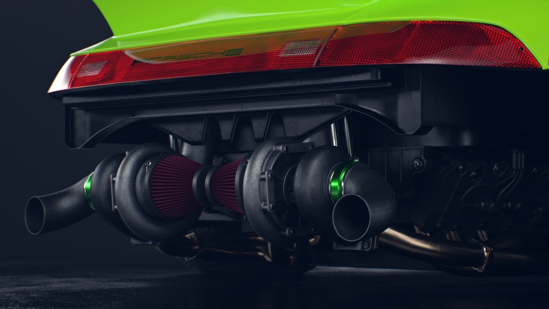 Porsche 993 RWB exposed twin turbo 3D model_7