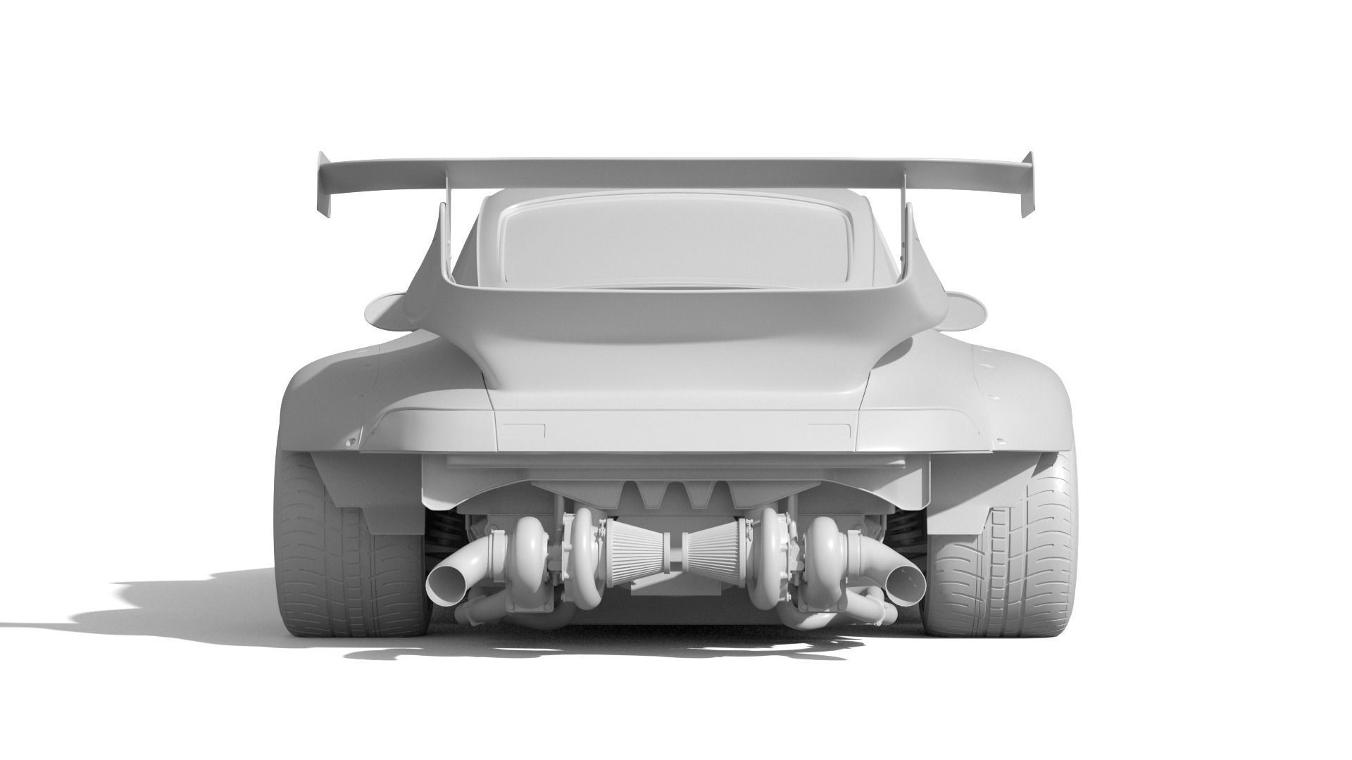Porsche 993 RWB exposed twin turbo 3D model_16