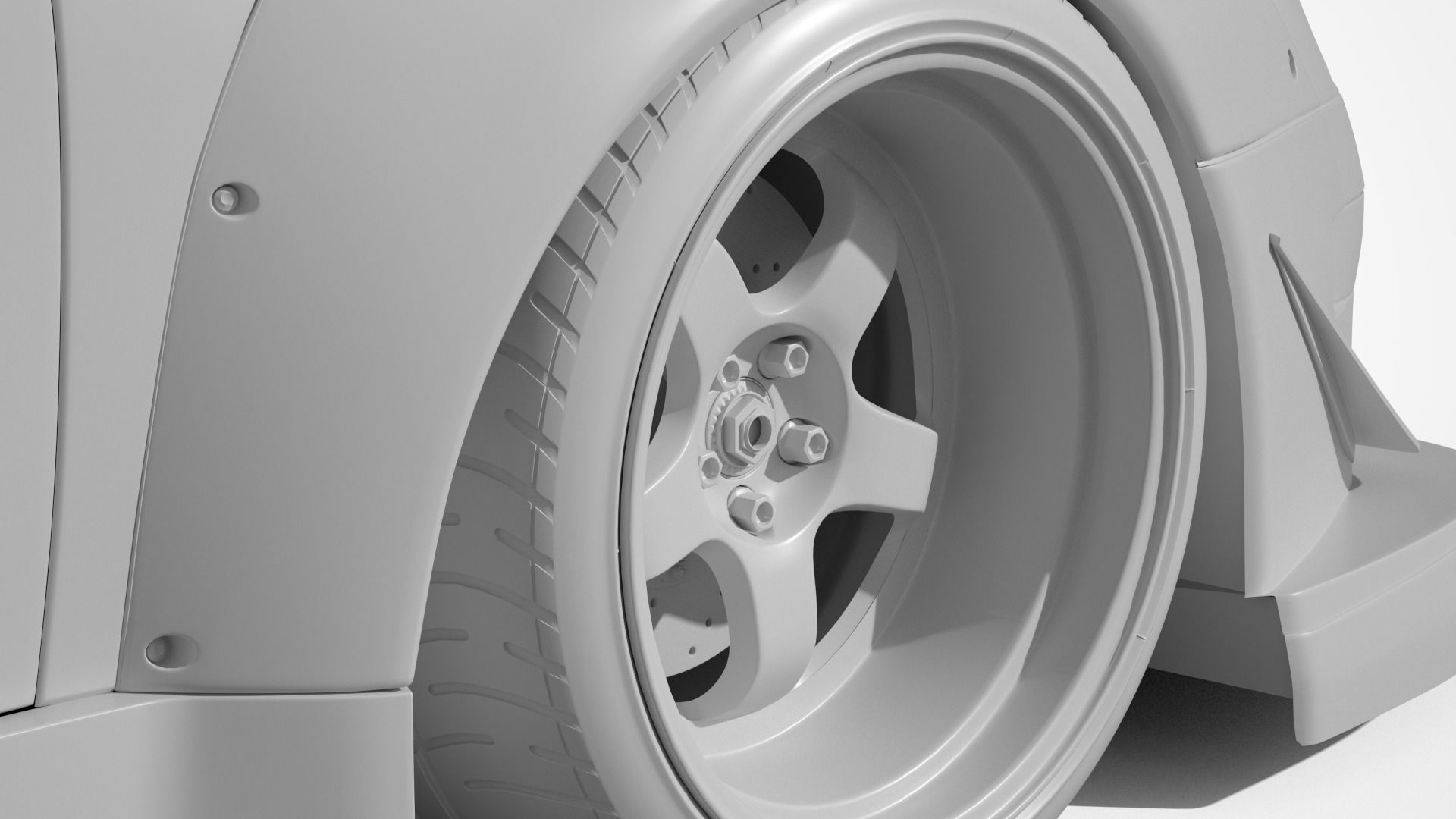 Porsche 993 RWB exposed twin turbo 3D model_20