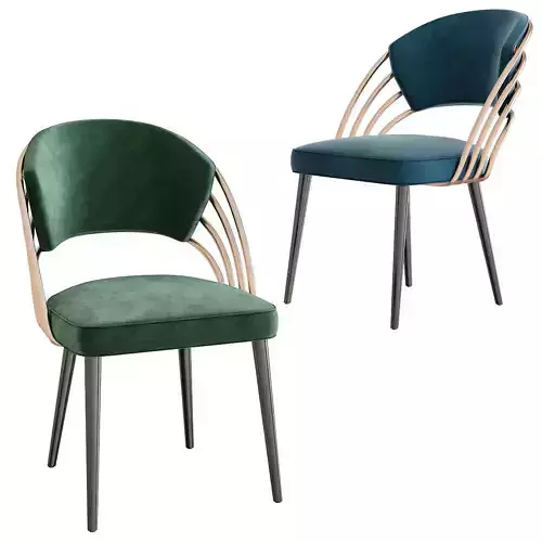 Art Deco Tub Chair - Velvet 3d model