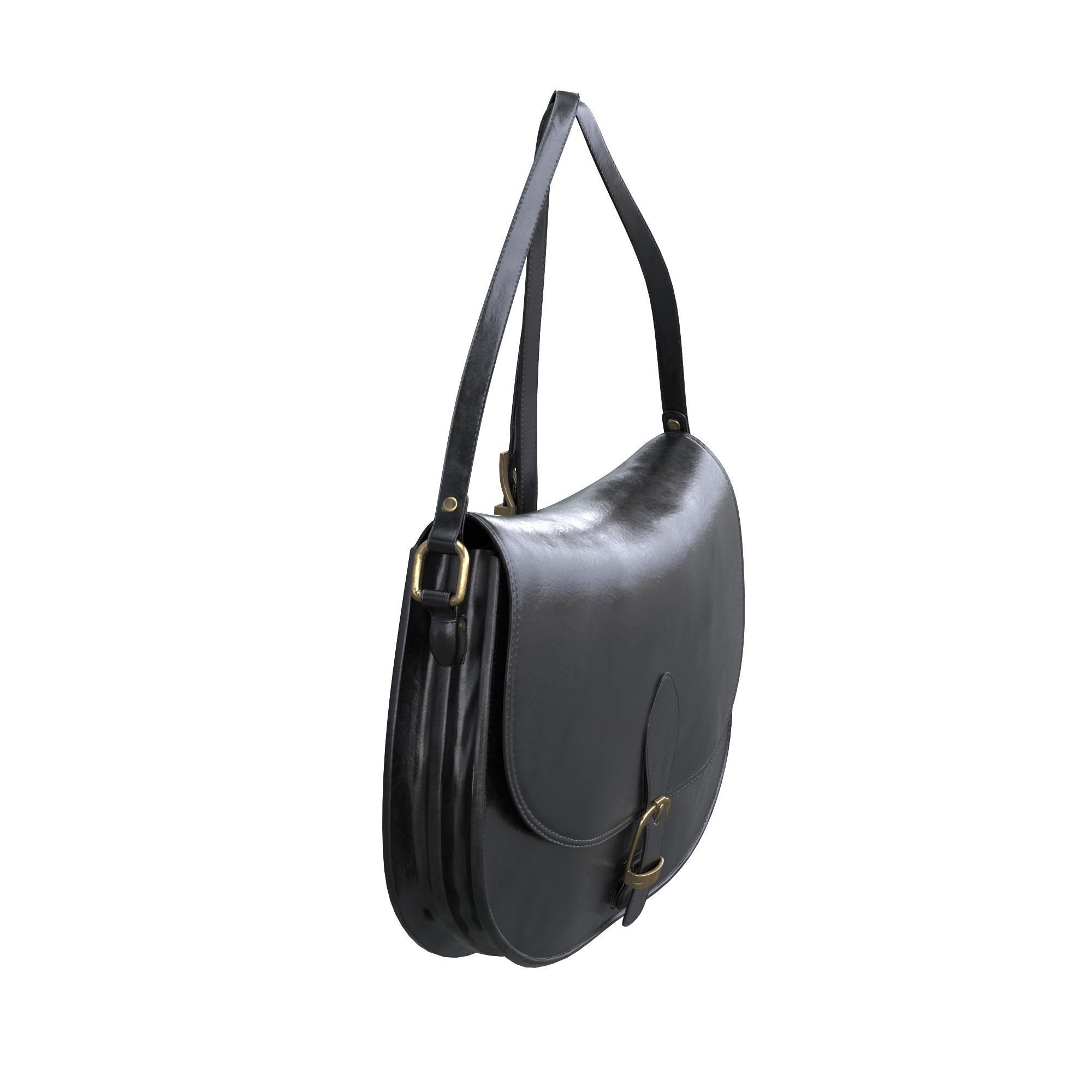 Handbag-MILANO leather shoulder bag Low-poly 3D model_9