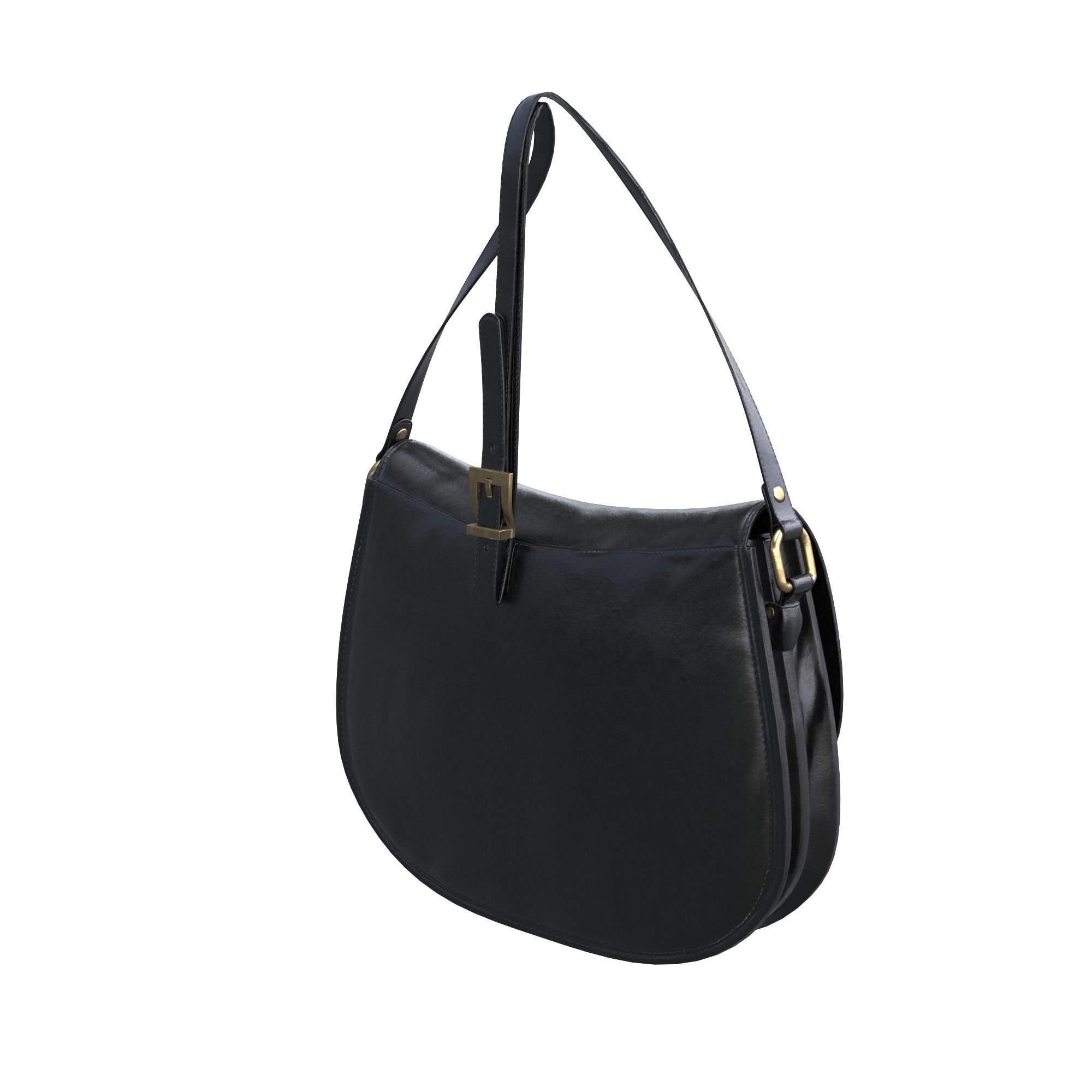 Handbag-MILANO leather shoulder bag Low-poly 3D model_7