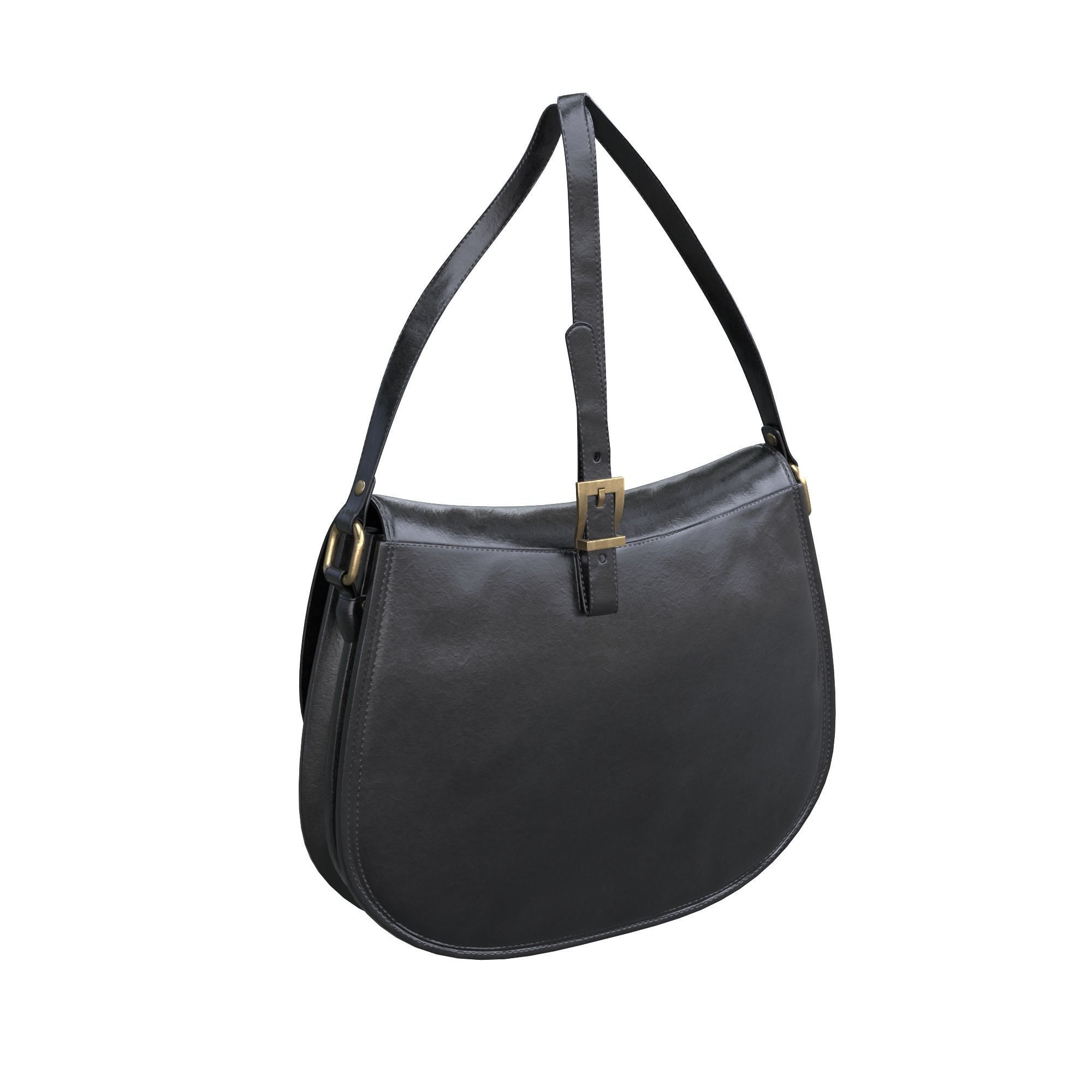 Handbag-MILANO leather shoulder bag Low-poly 3D model_5