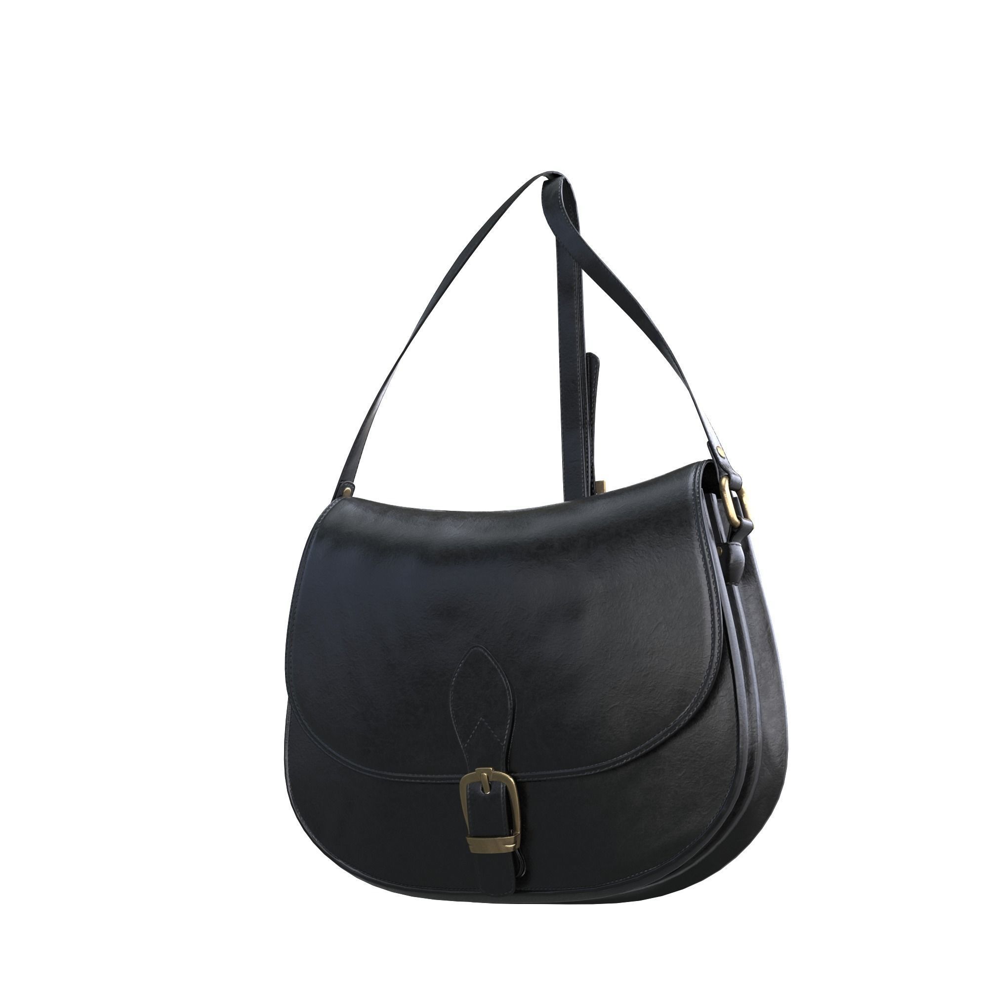 Handbag-MILANO leather shoulder bag Low-poly 3D model_2