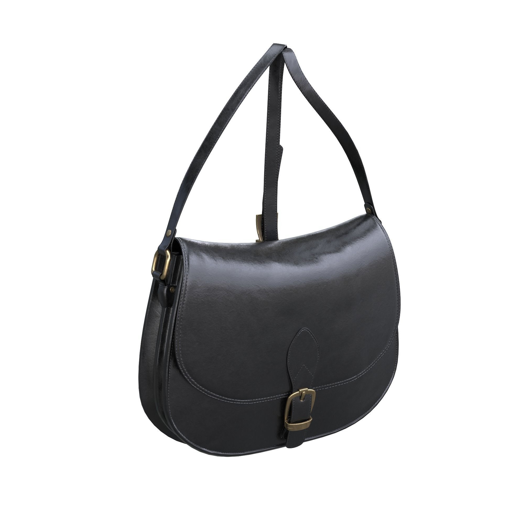 Handbag-MILANO leather shoulder bag Low-poly 3D model_10