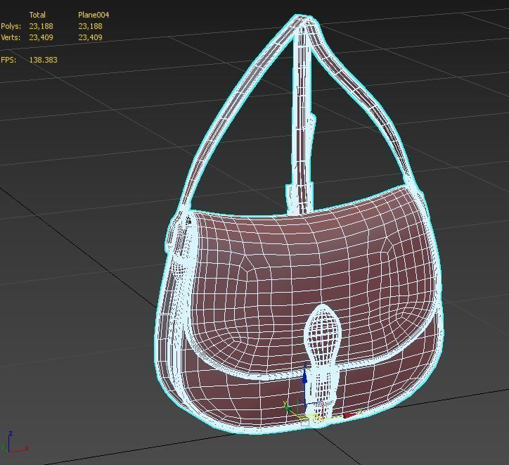 Handbag-MILANO leather shoulder bag Low-poly 3D model_12