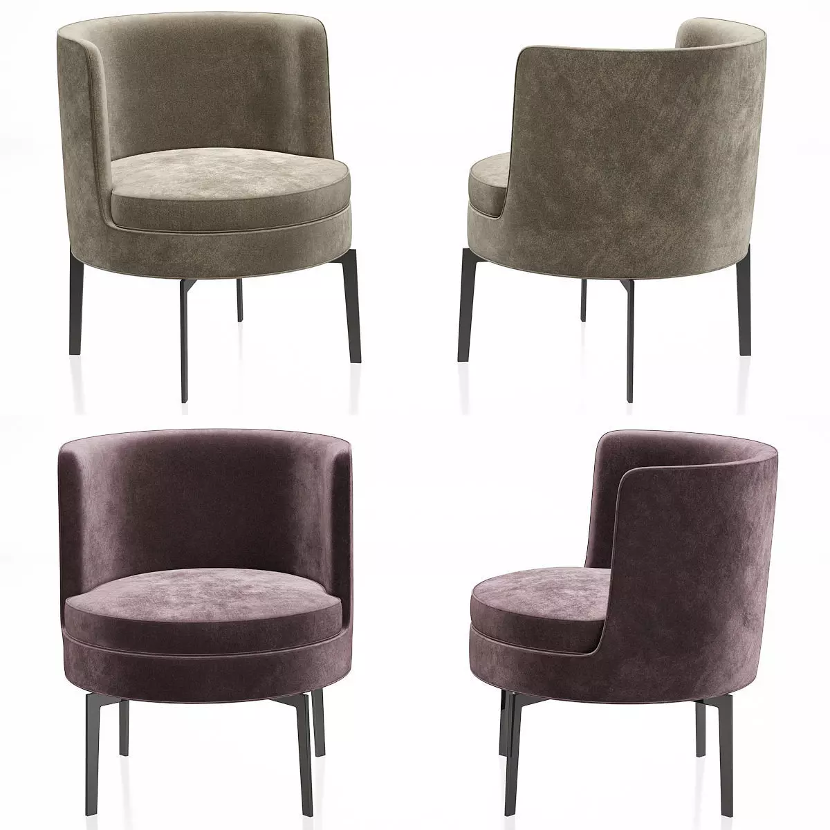 Armchair Metal Base By Flexform 3d model Low-poly 3D model_0