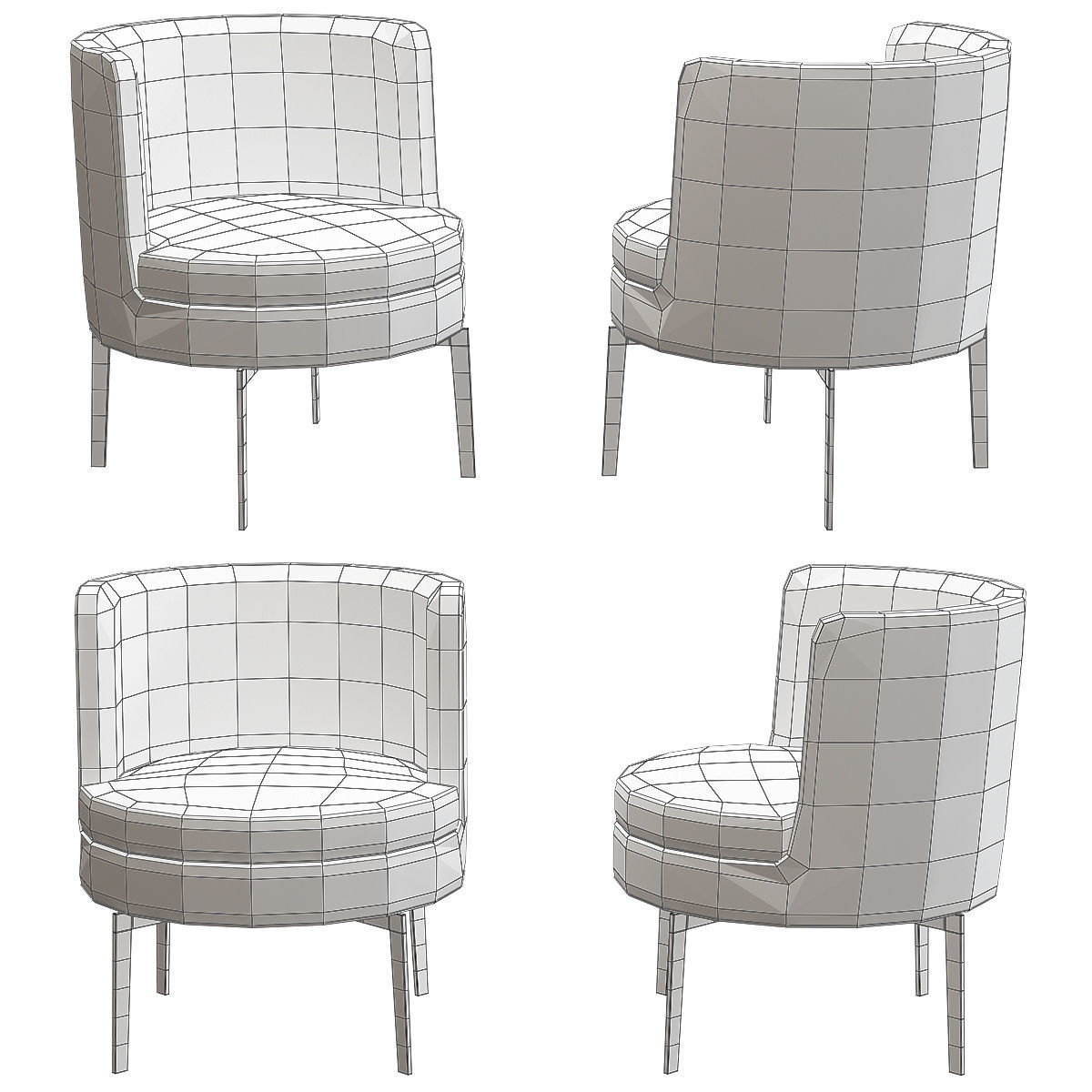 Armchair Metal Base By Flexform 3d model Low-poly 3D model_1