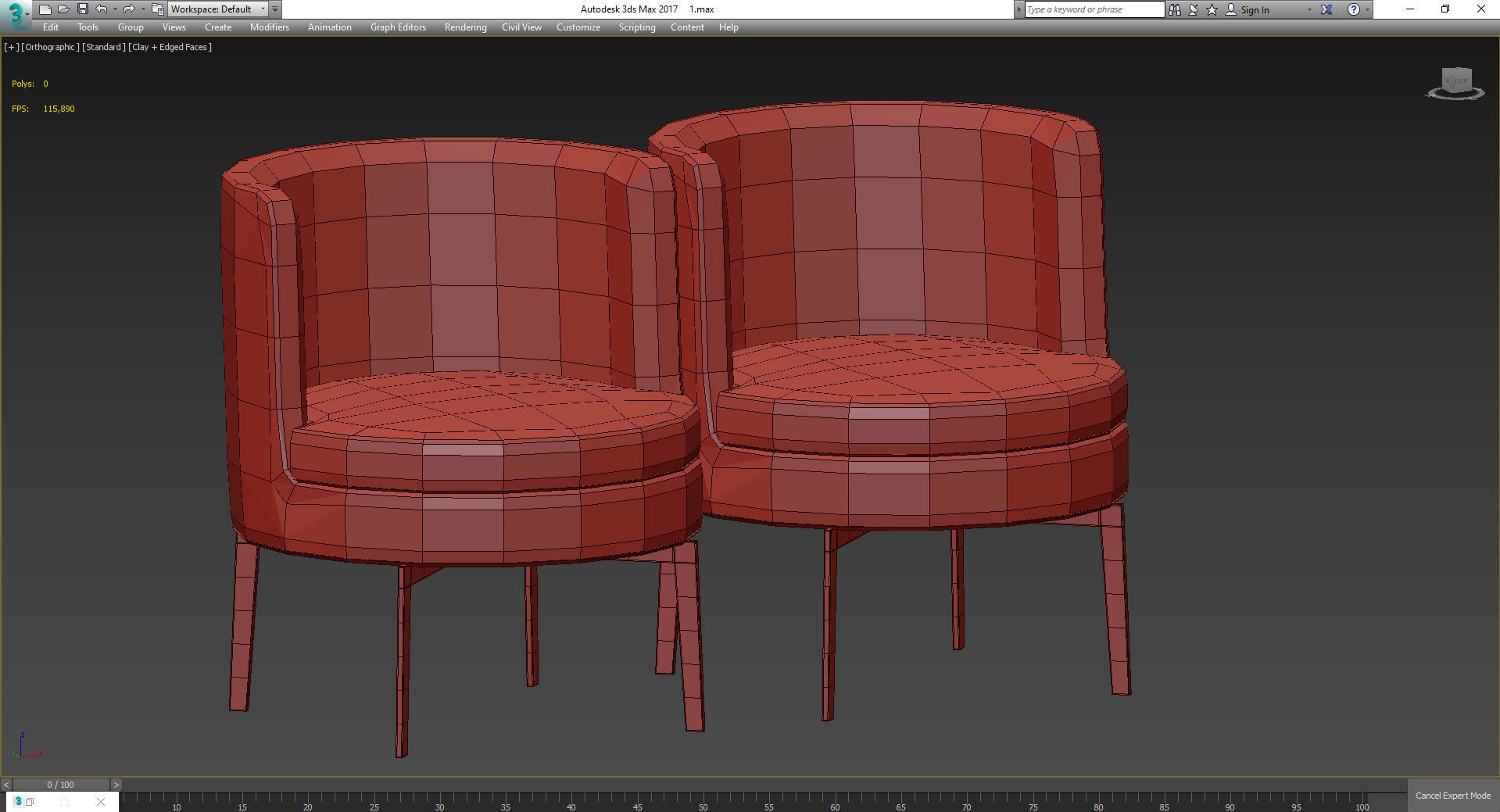 Armchair Metal Base By Flexform 3d model Low-poly 3D model_2