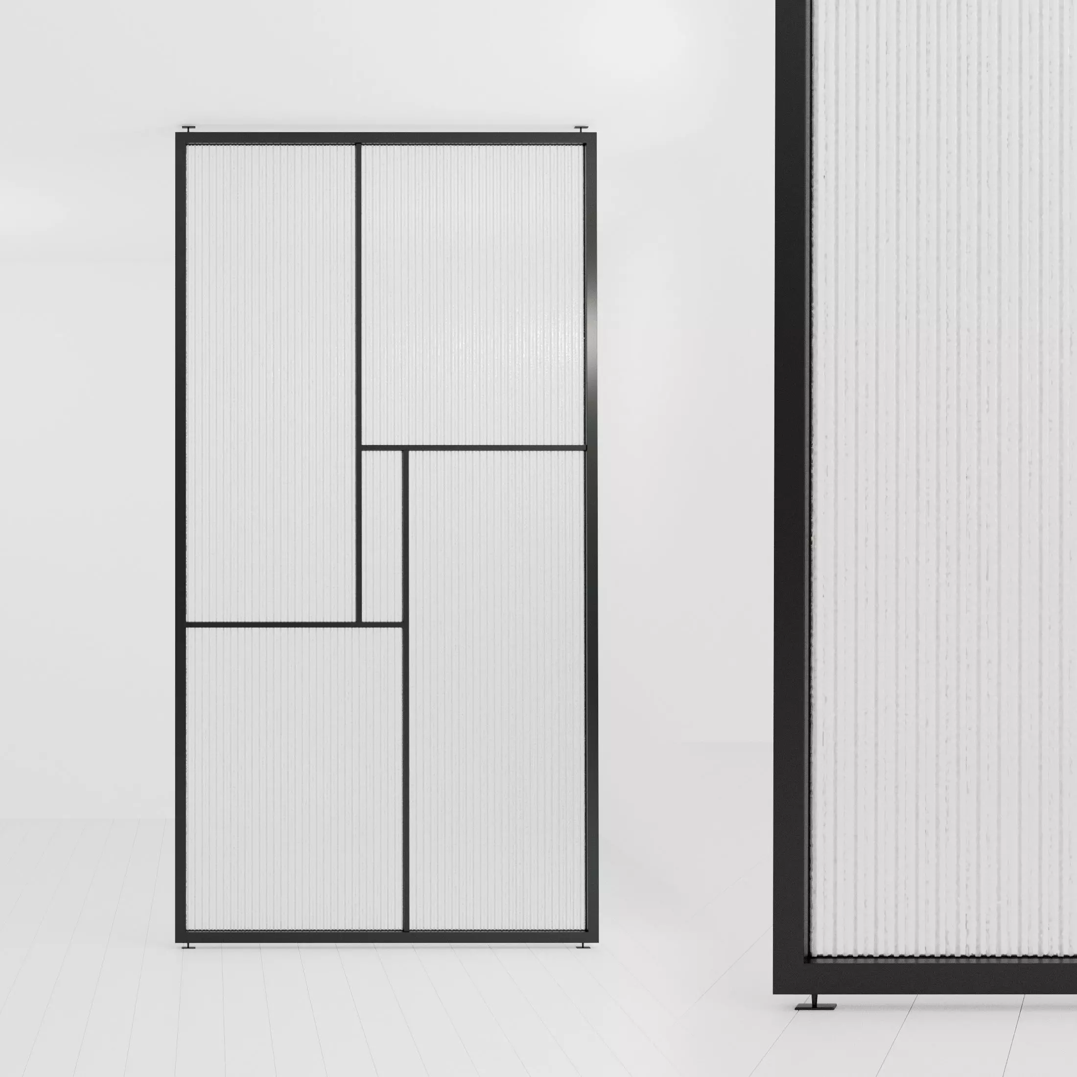 Glass partition door 82 Low-poly 3D model_0