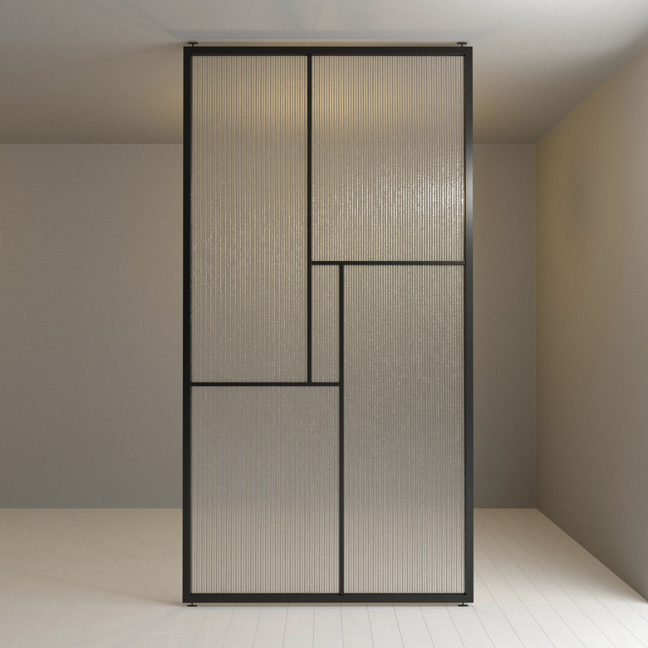 Glass partition door 82 Low-poly 3D model_1