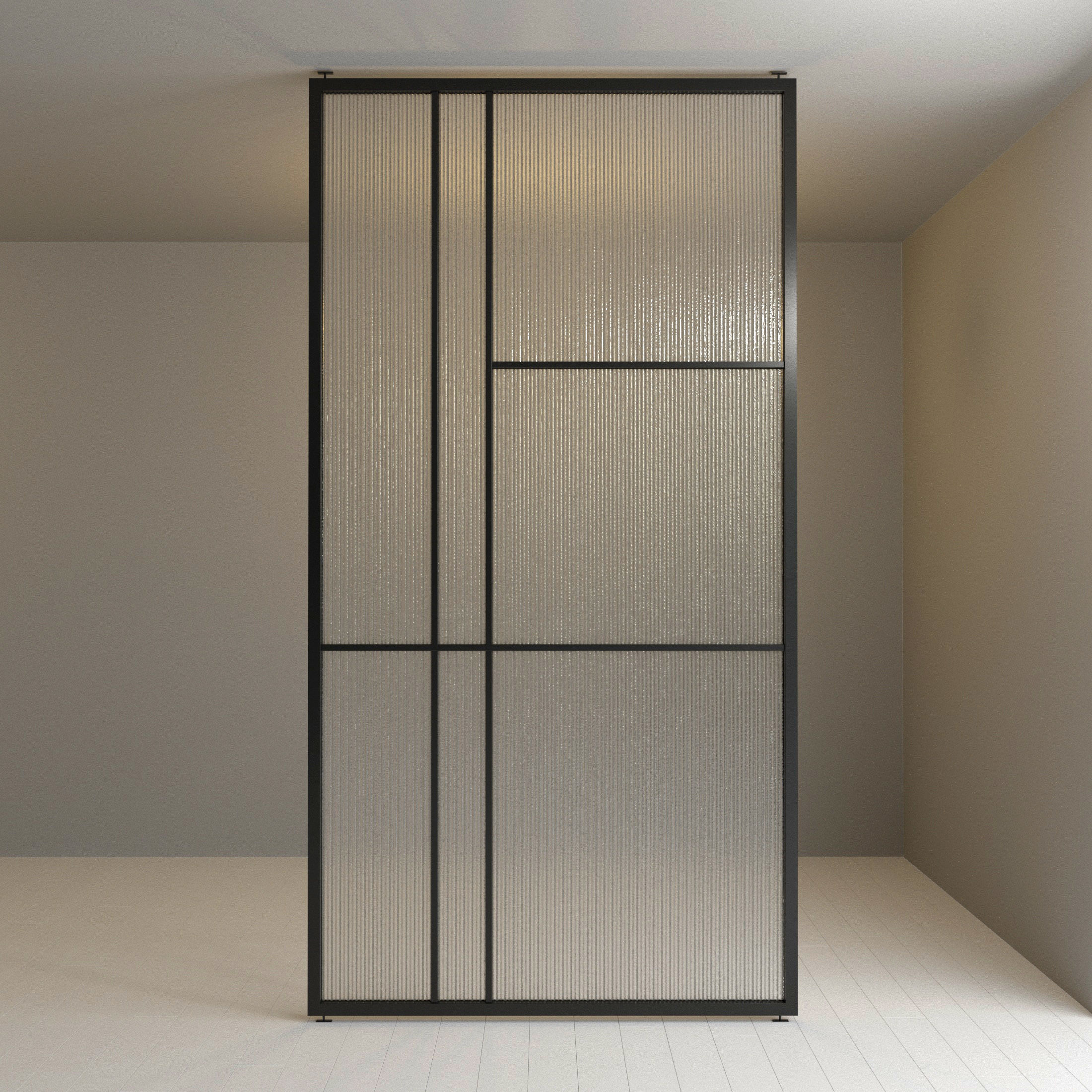 Glass partition door 79 Low-poly 3D model_1