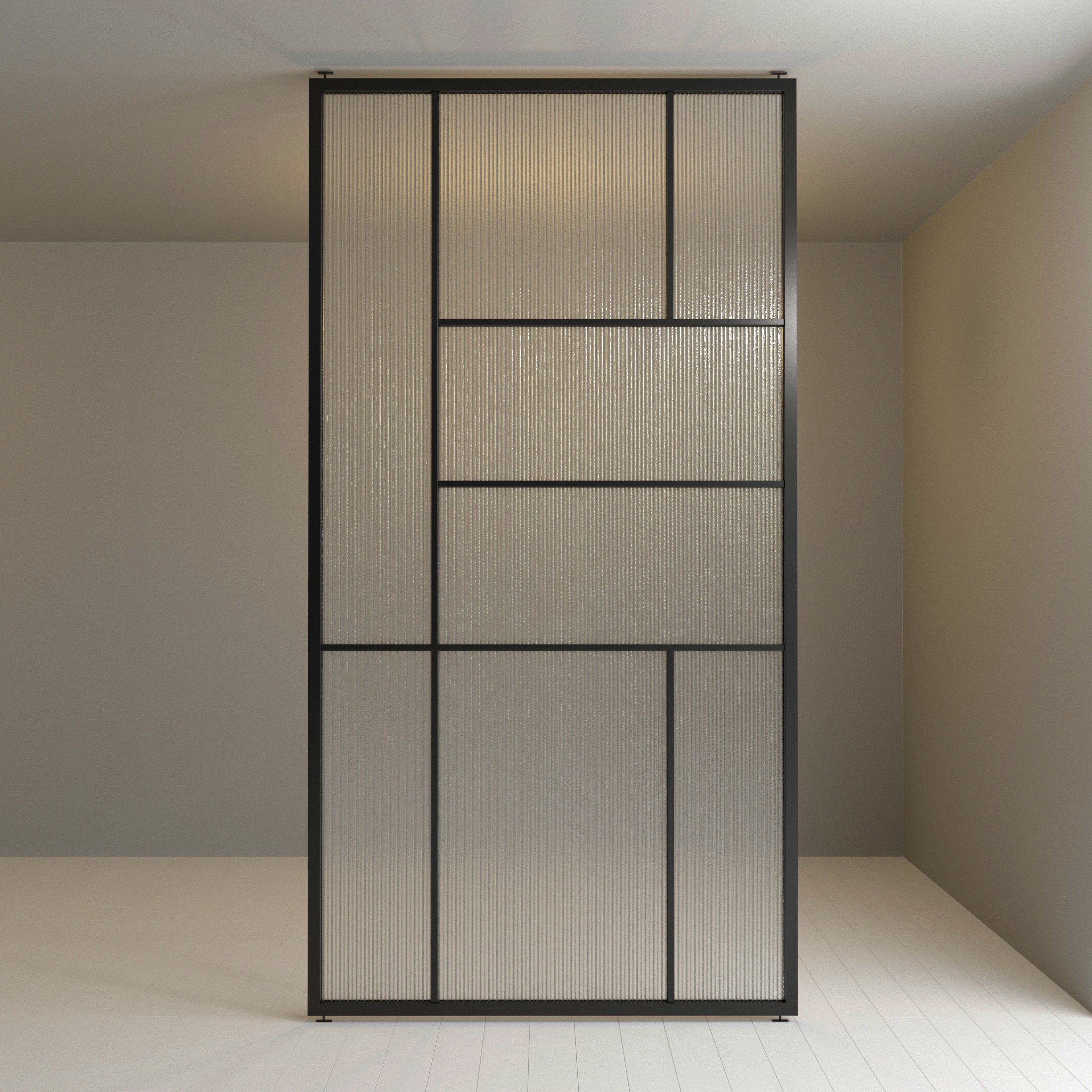 Glass partition door 78 Low-poly 3D model_1