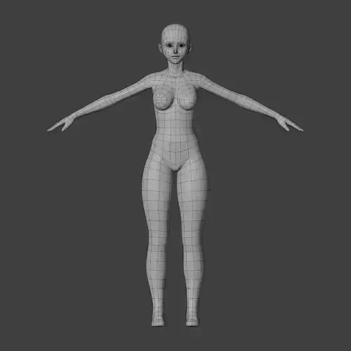 Stylized Humanoid Base Mesh - Female Low-poly 3D model