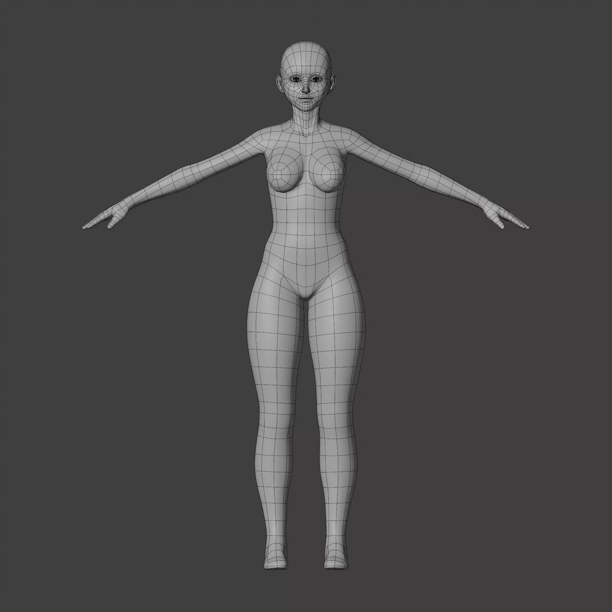 Stylized Humanoid Base Mesh - Female Low-poly 3D model_0