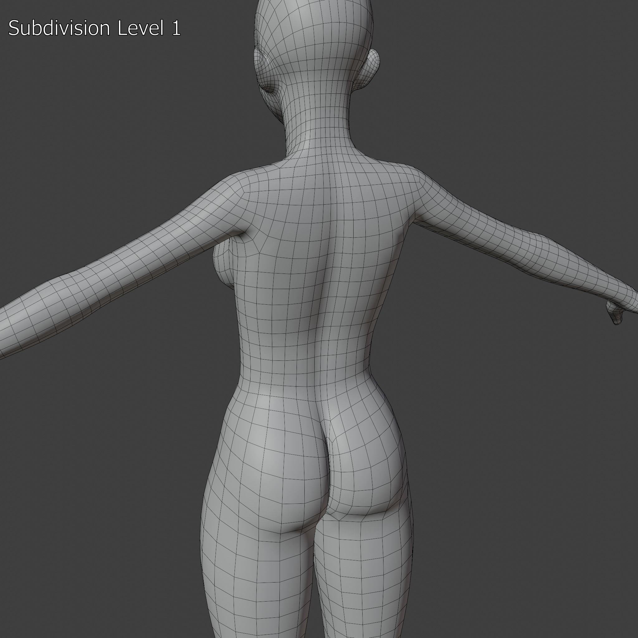 Stylized Humanoid Base Mesh - Female Low-poly 3D model_10