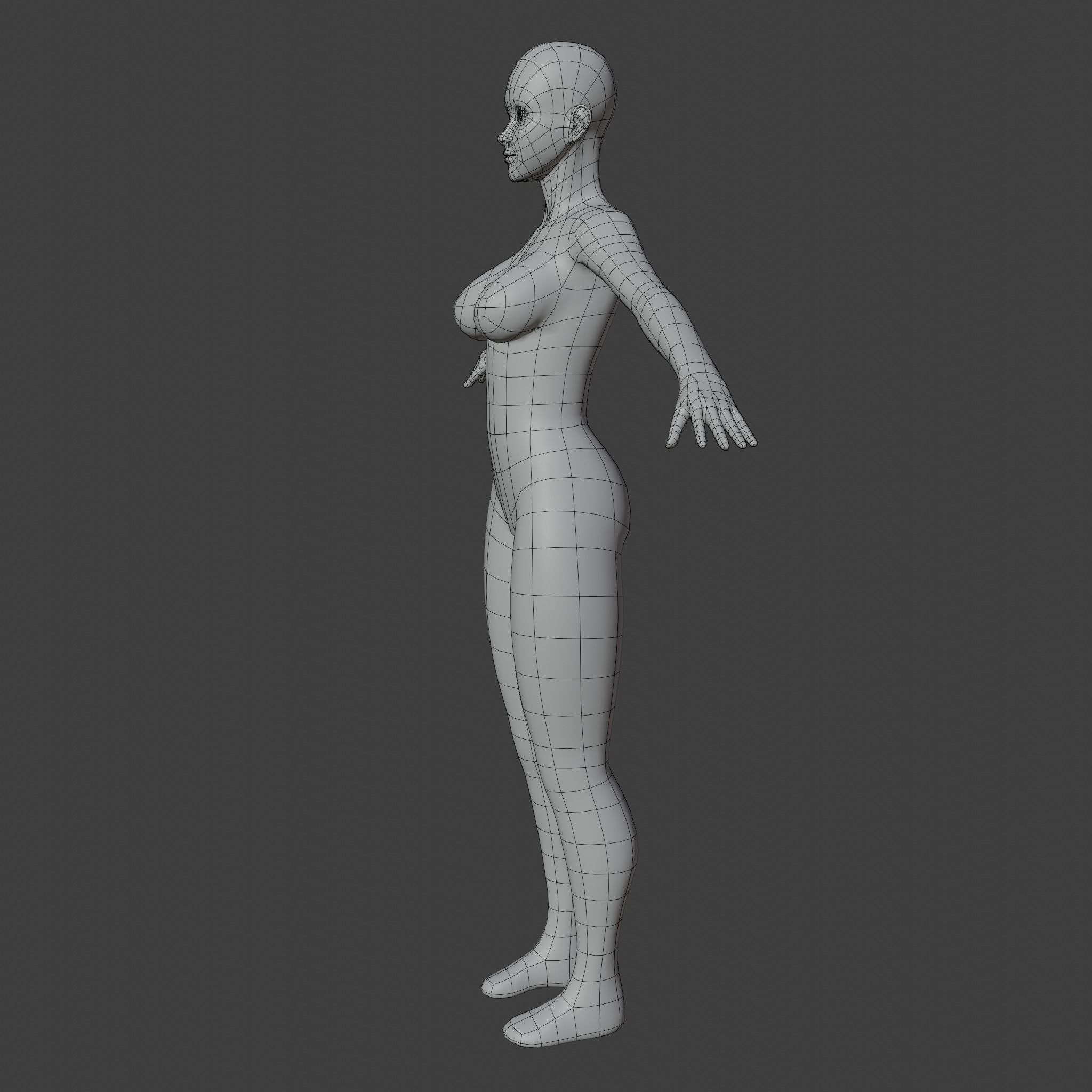 Stylized Humanoid Base Mesh - Female Low-poly 3D model_2