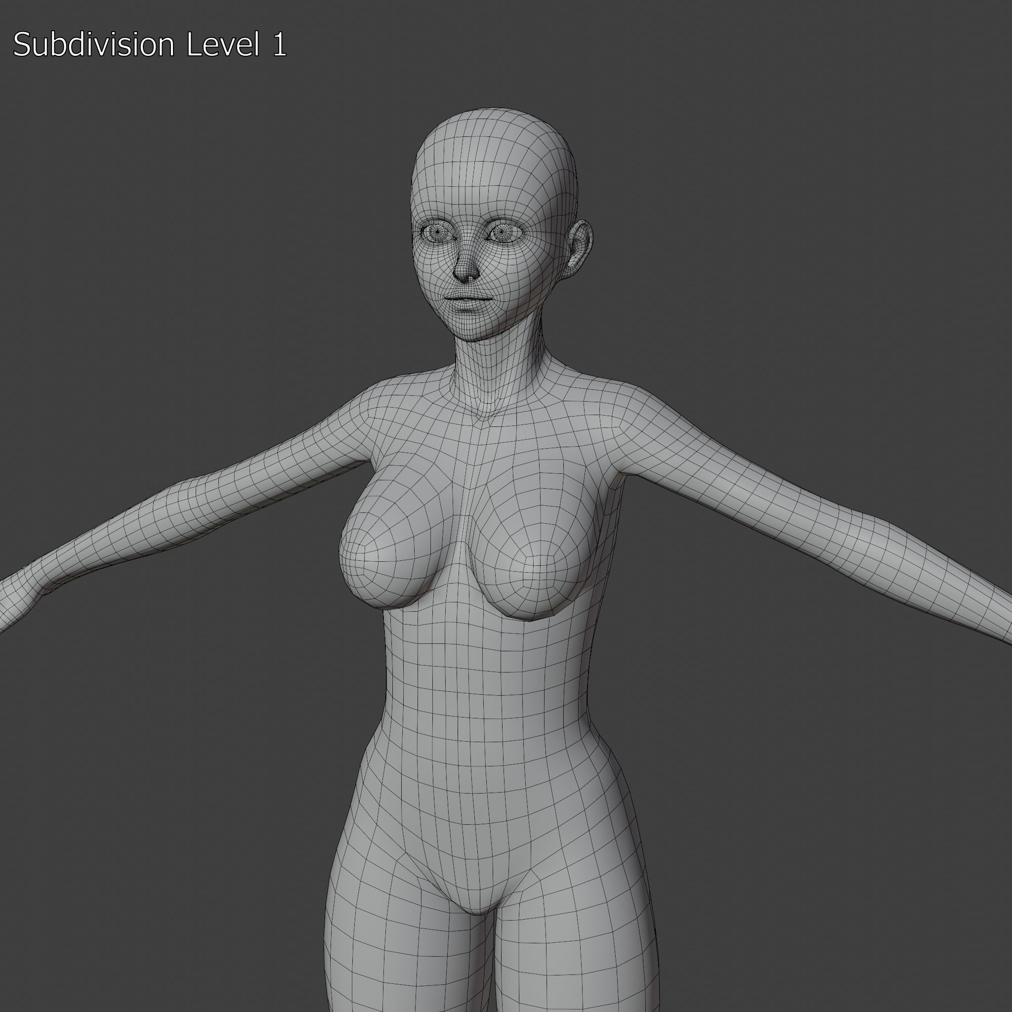 Stylized Humanoid Base Mesh - Female Low-poly 3D model_6