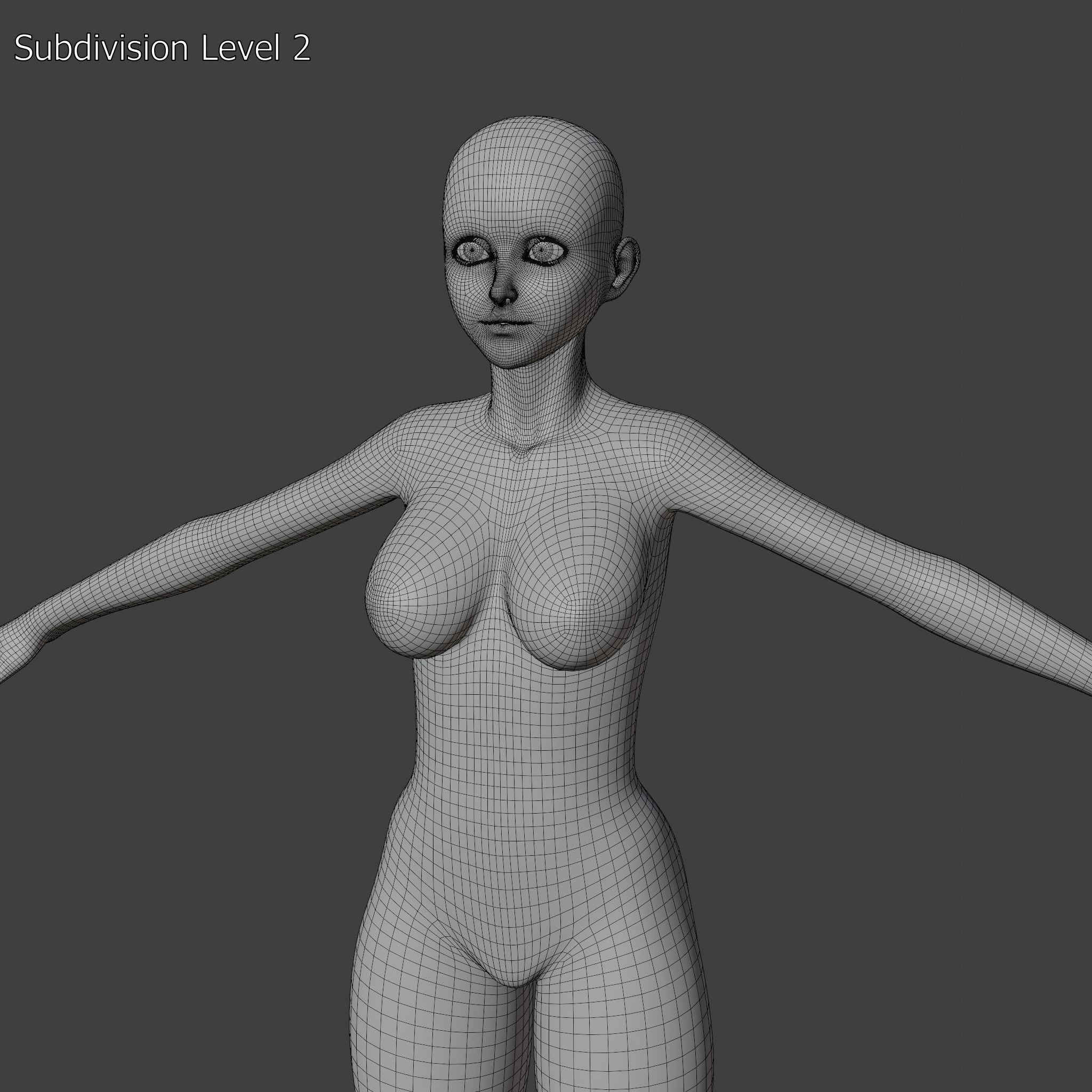 Stylized Humanoid Base Mesh - Female Low-poly 3D model_7