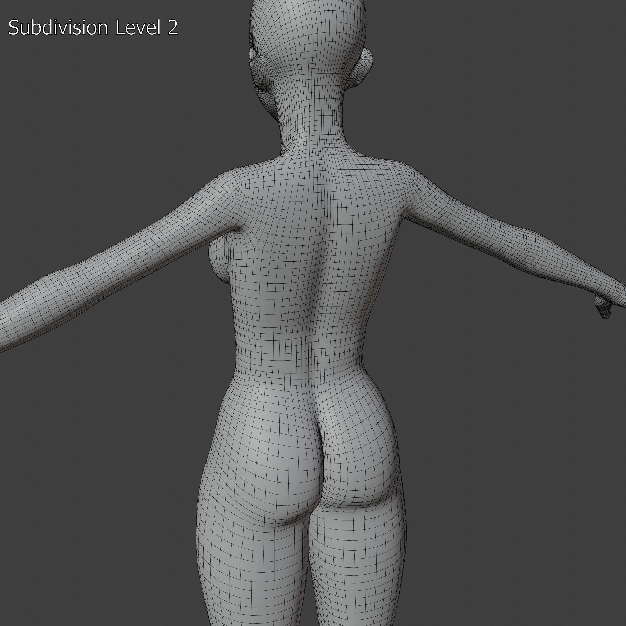 Stylized Humanoid Base Mesh - Female Low-poly 3D model_11